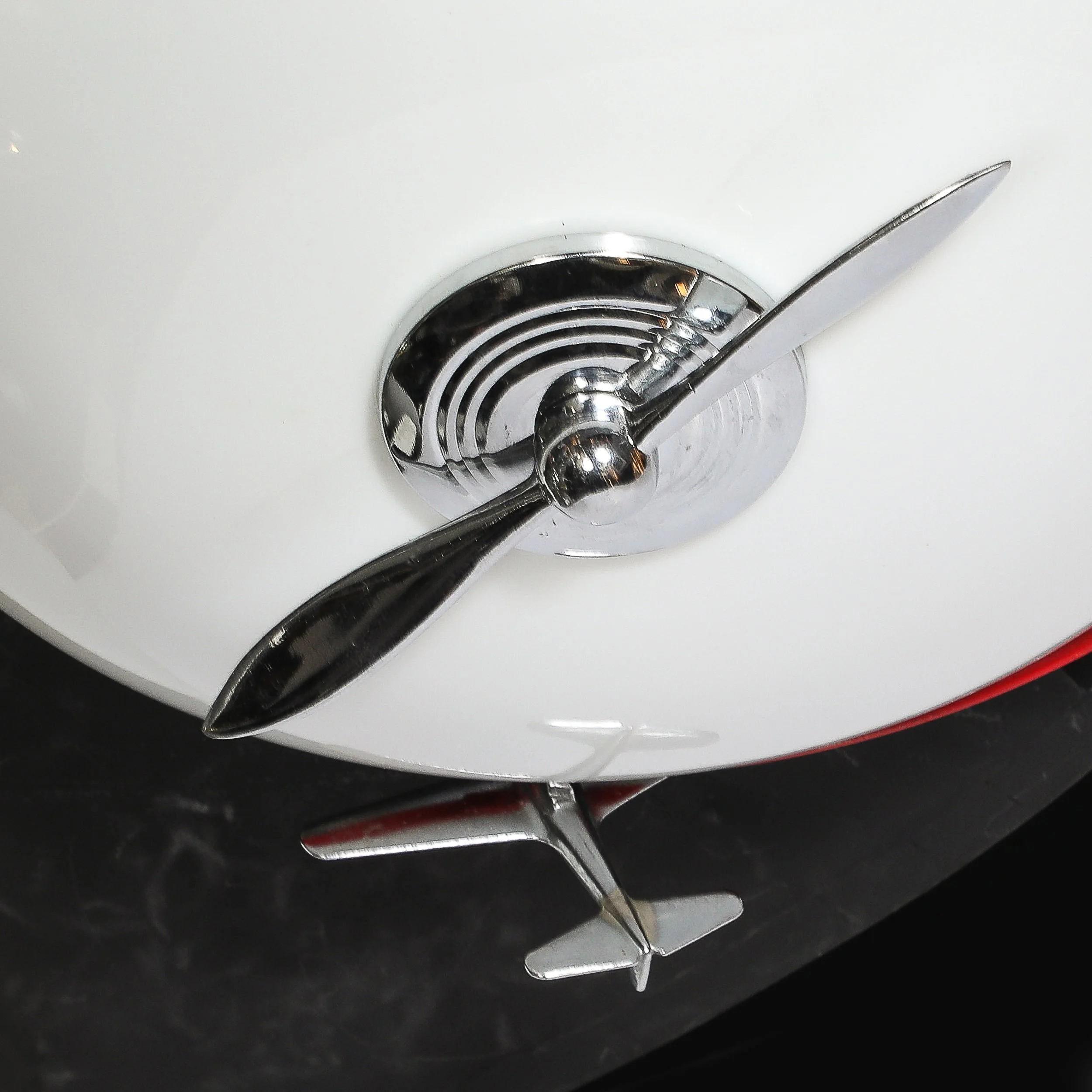 Art Deco Machine Age Milk Glass & Chrome Airplane Flush Mount — image 2