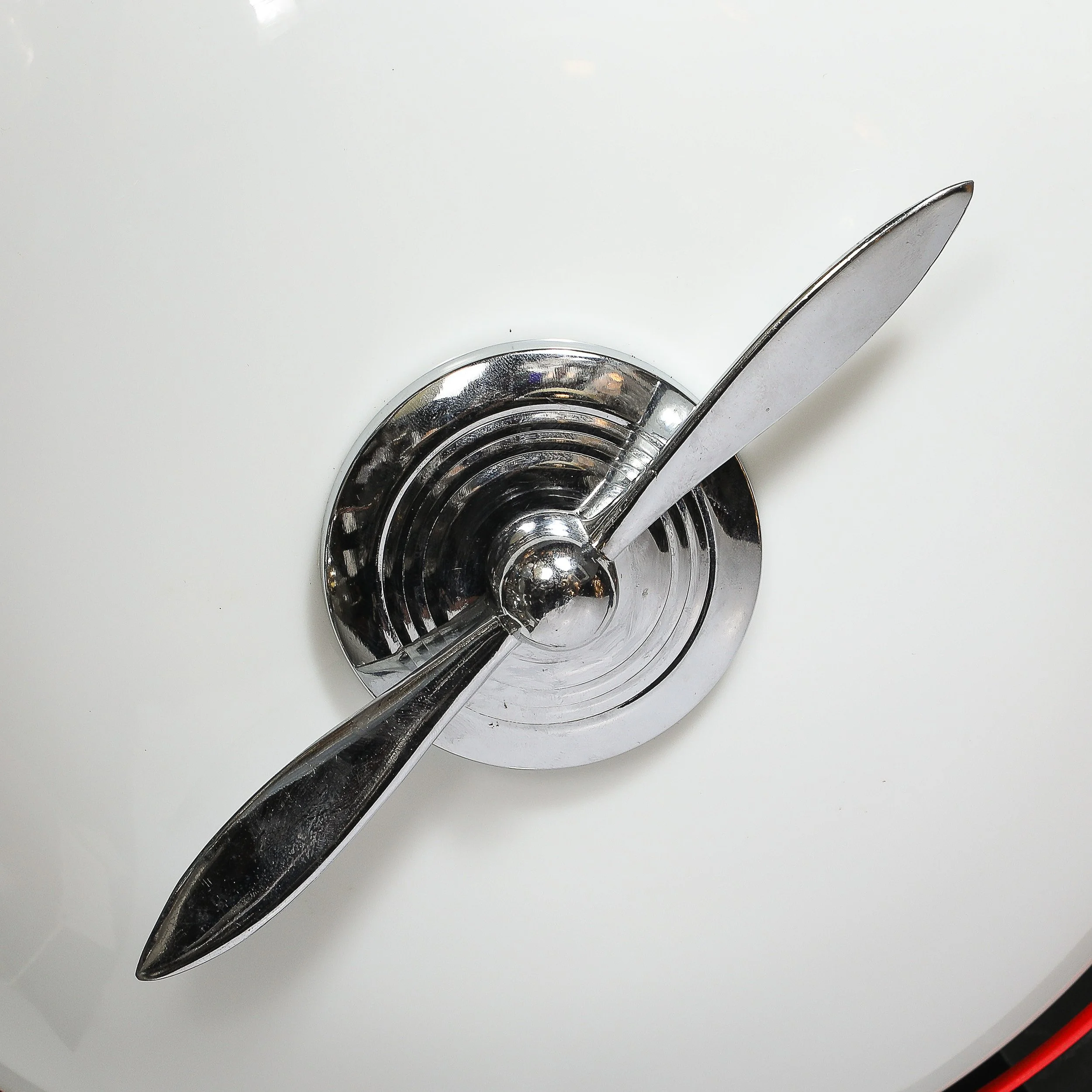 Art Deco Machine Age Milk Glass & Chrome Airplane Flush Mount — image 7