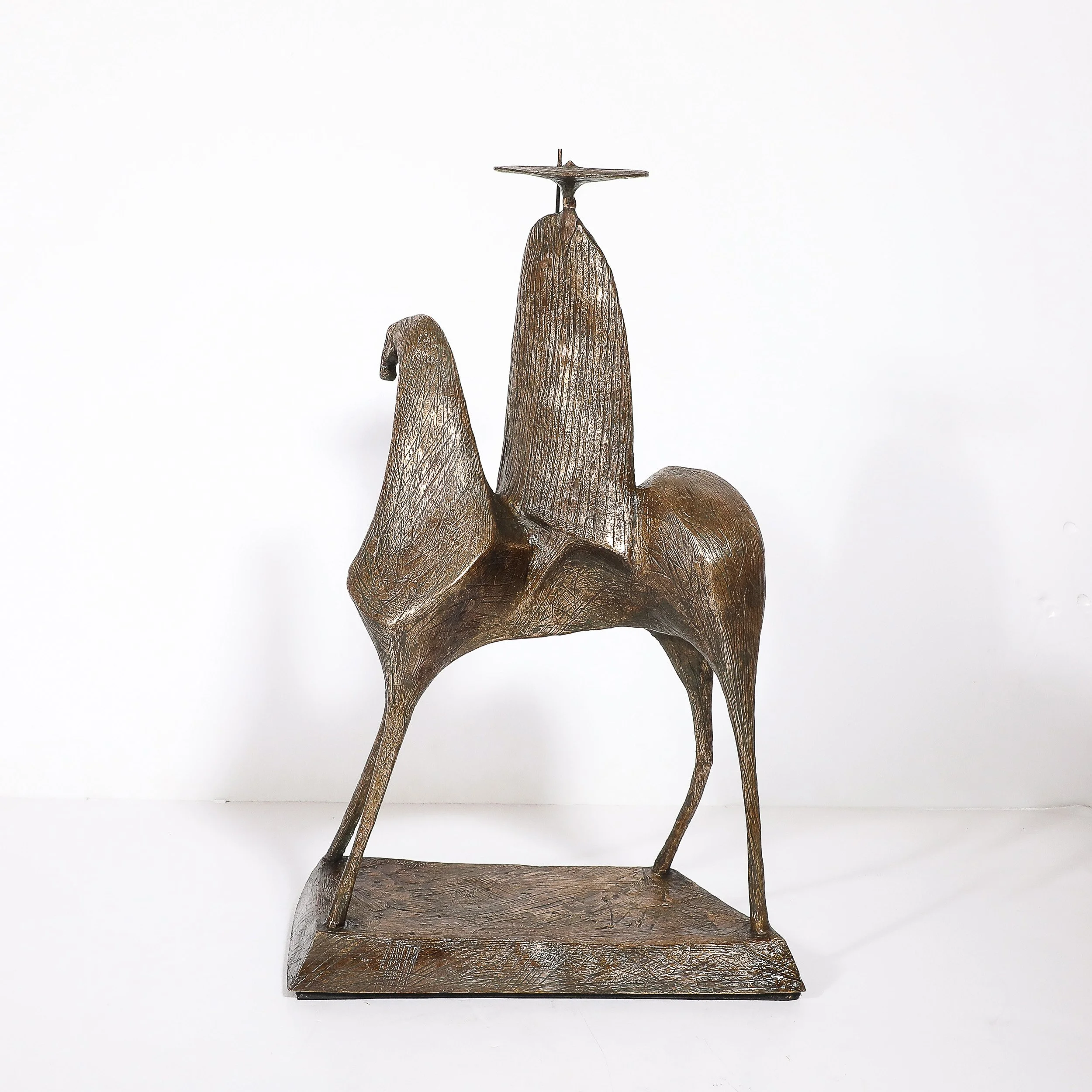 Mid-Century Bronze Signed Gloria Ellies Stylized Horseman Sculpture Edition 4/6 — image 5