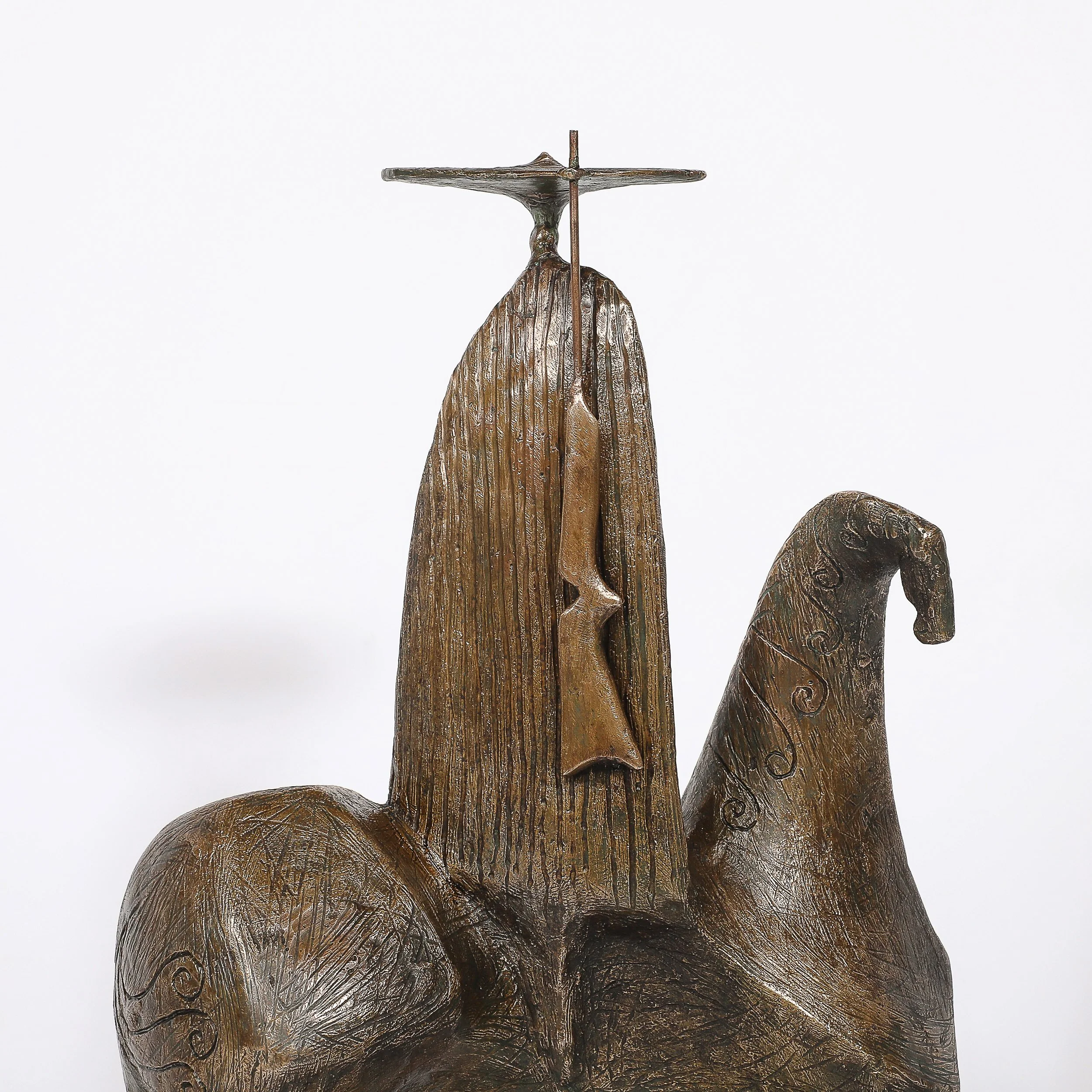 Mid-Century Bronze Signed Gloria Ellies Stylized Horseman Sculpture Edition 4/6 — image 9