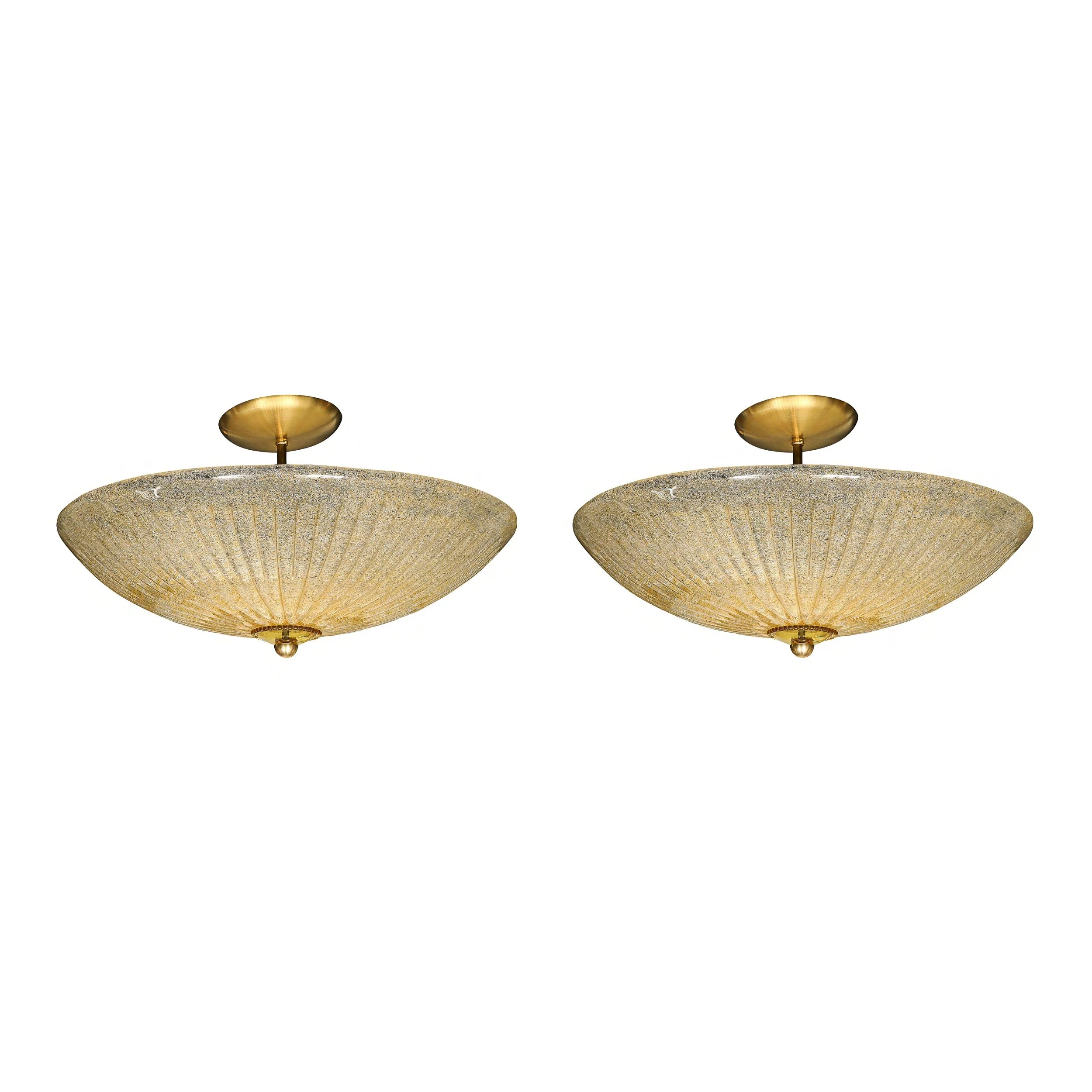 Pair of Mid-Century Barovier Y Toso Hand-Blown Fluted Murano Glass Chandeliers — image 1