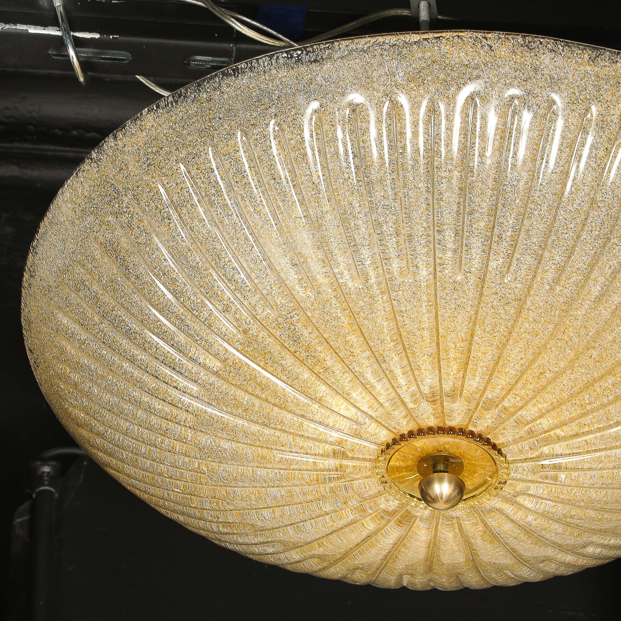 Mid-Century Barovier Y Toso Hand-Blown Murano Glass Chandelier w/ Gold Flecks — image 7
