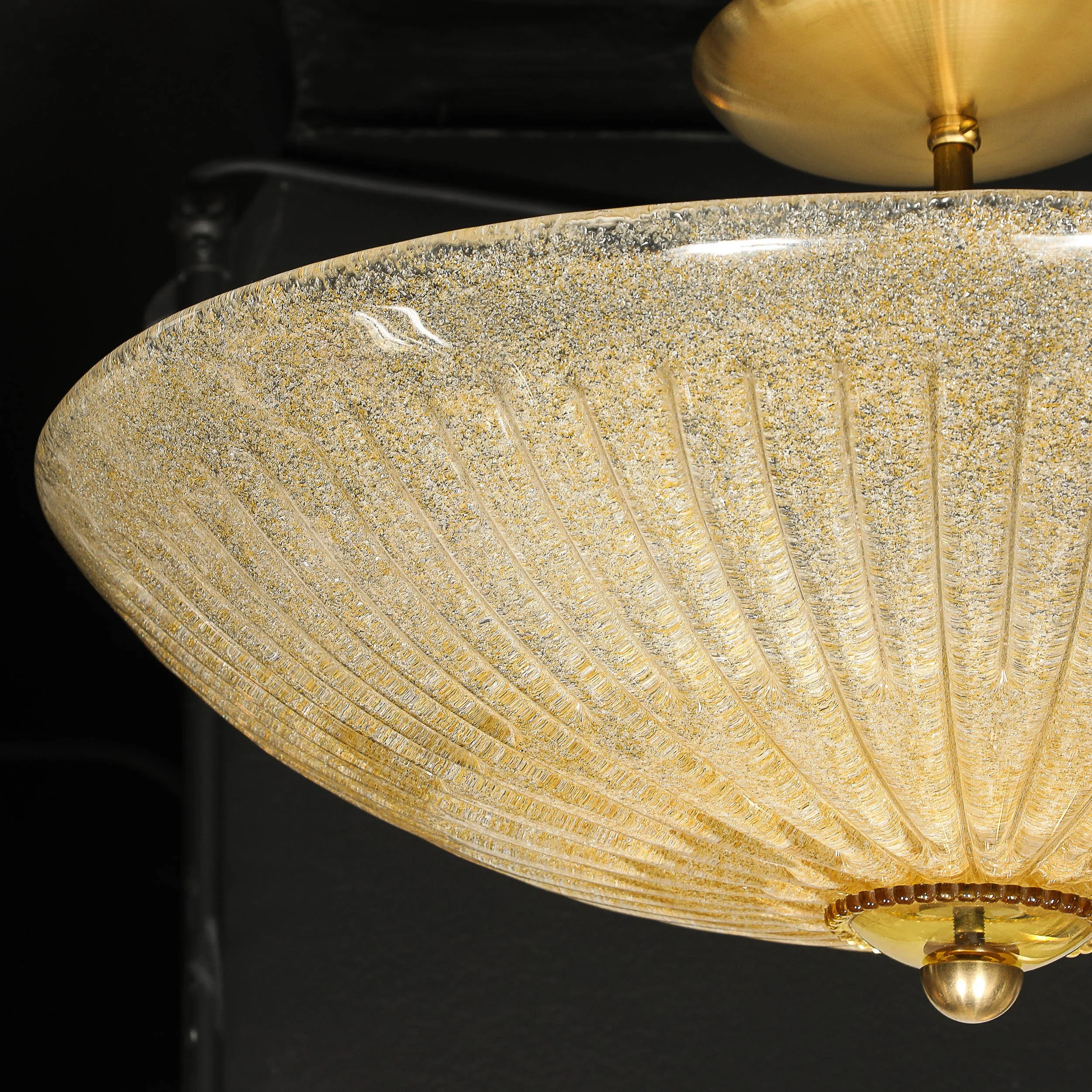 Mid-Century Barovier Y Toso Hand-Blown Murano Glass Chandelier w/ Gold Flecks — image 11