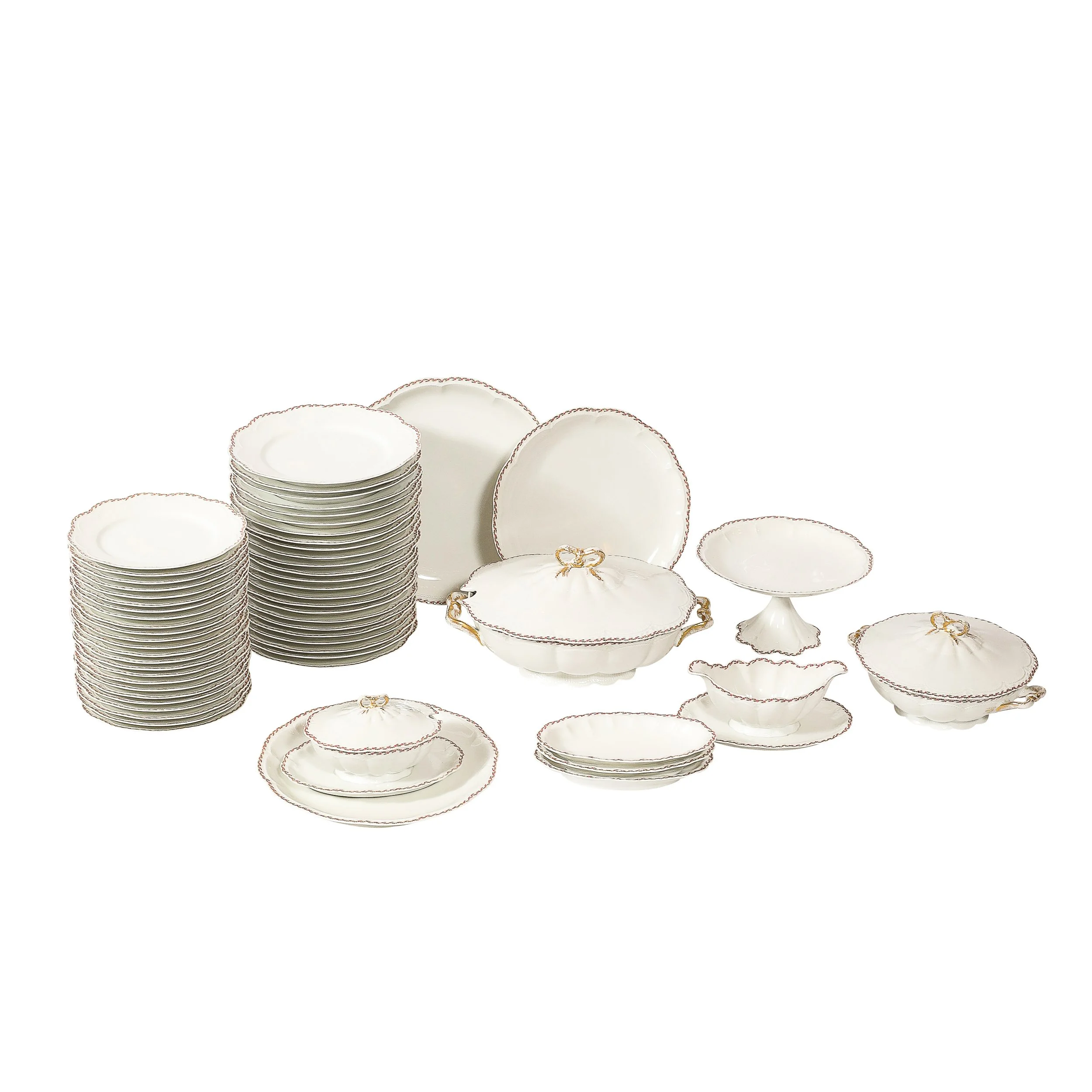 Antique Haviland for Limoges Porcelain Dinner Set for 24 Floral Spray Pattern — image 1