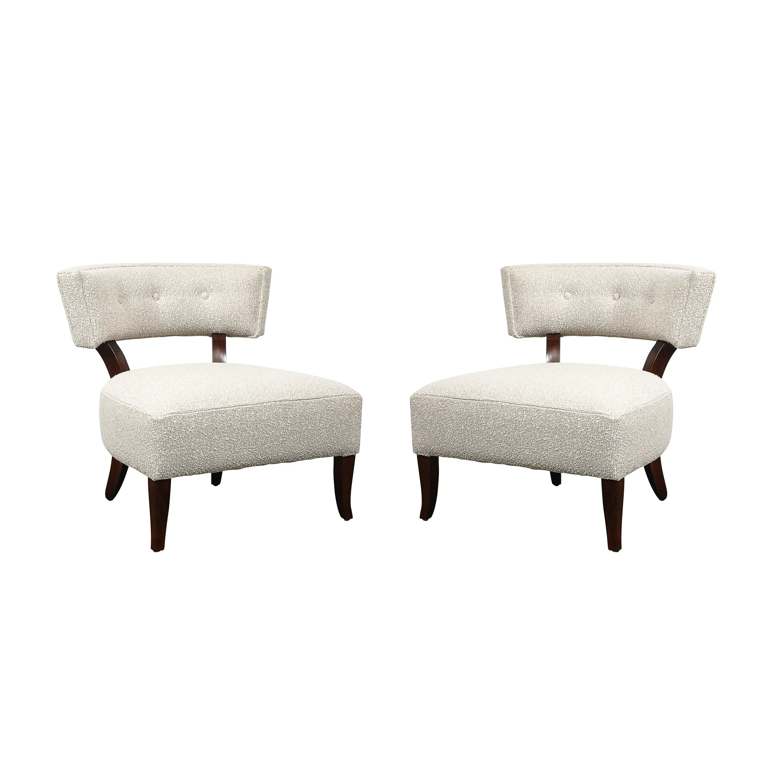 Pair of Mid-Century Curved Slipper Chairs w/ Bouclé Upholstery by Billy Haines — image 1