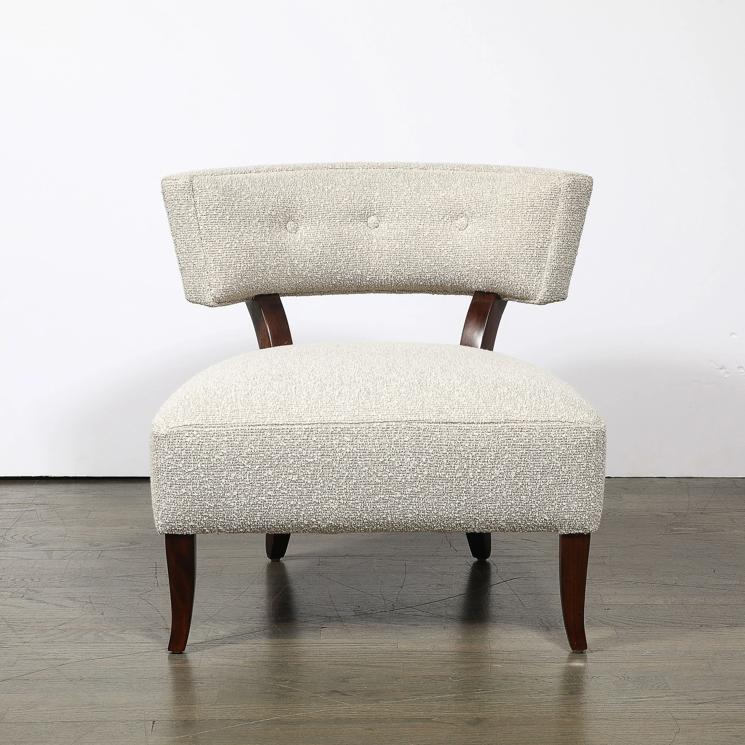 Pair of Mid-Century Curved Slipper Chairs w/ Bouclé Upholstery by Billy Haines — image 2