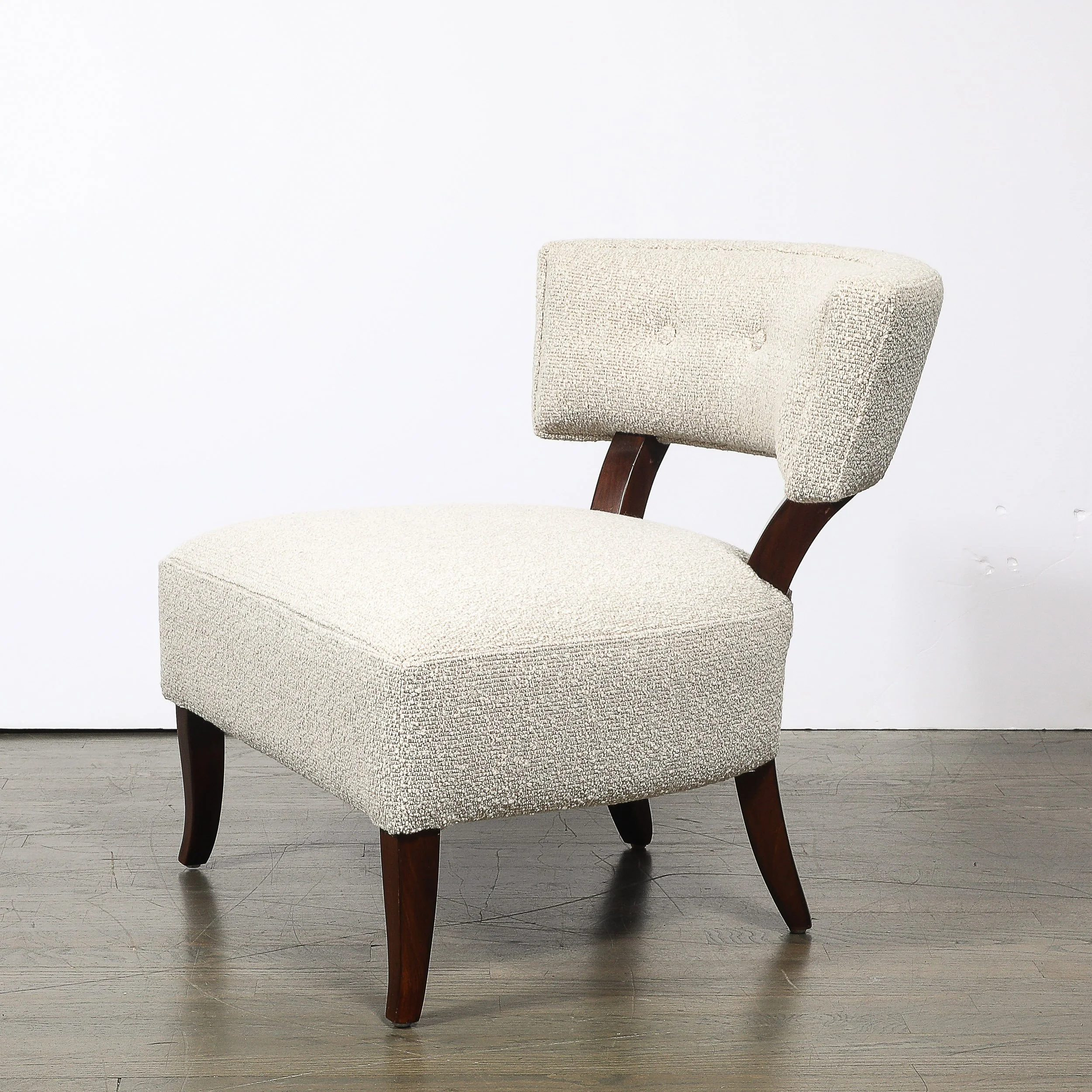 Pair of Mid-Century Curved Slipper Chairs w/ Bouclé Upholstery by Billy Haines — image 5