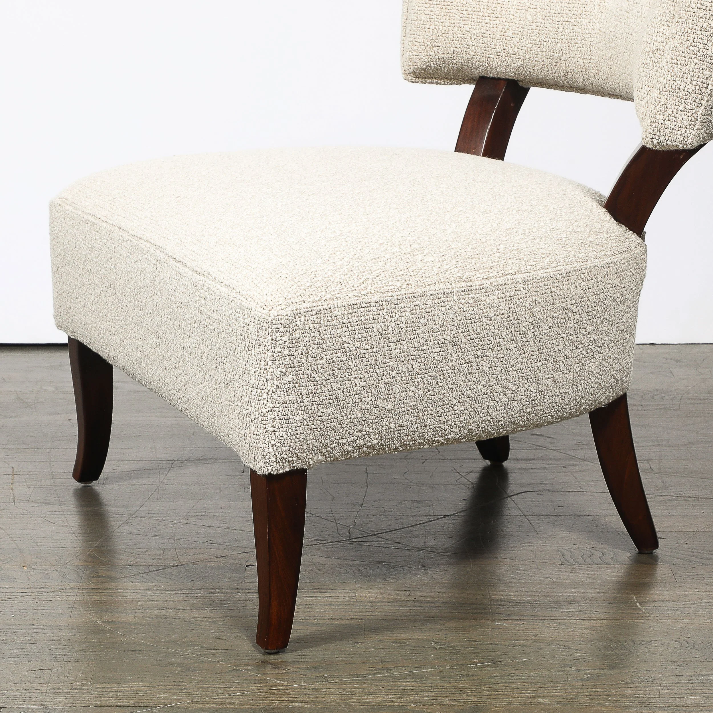 Pair of Mid-Century Curved Slipper Chairs w/ Bouclé Upholstery by Billy Haines — image 6