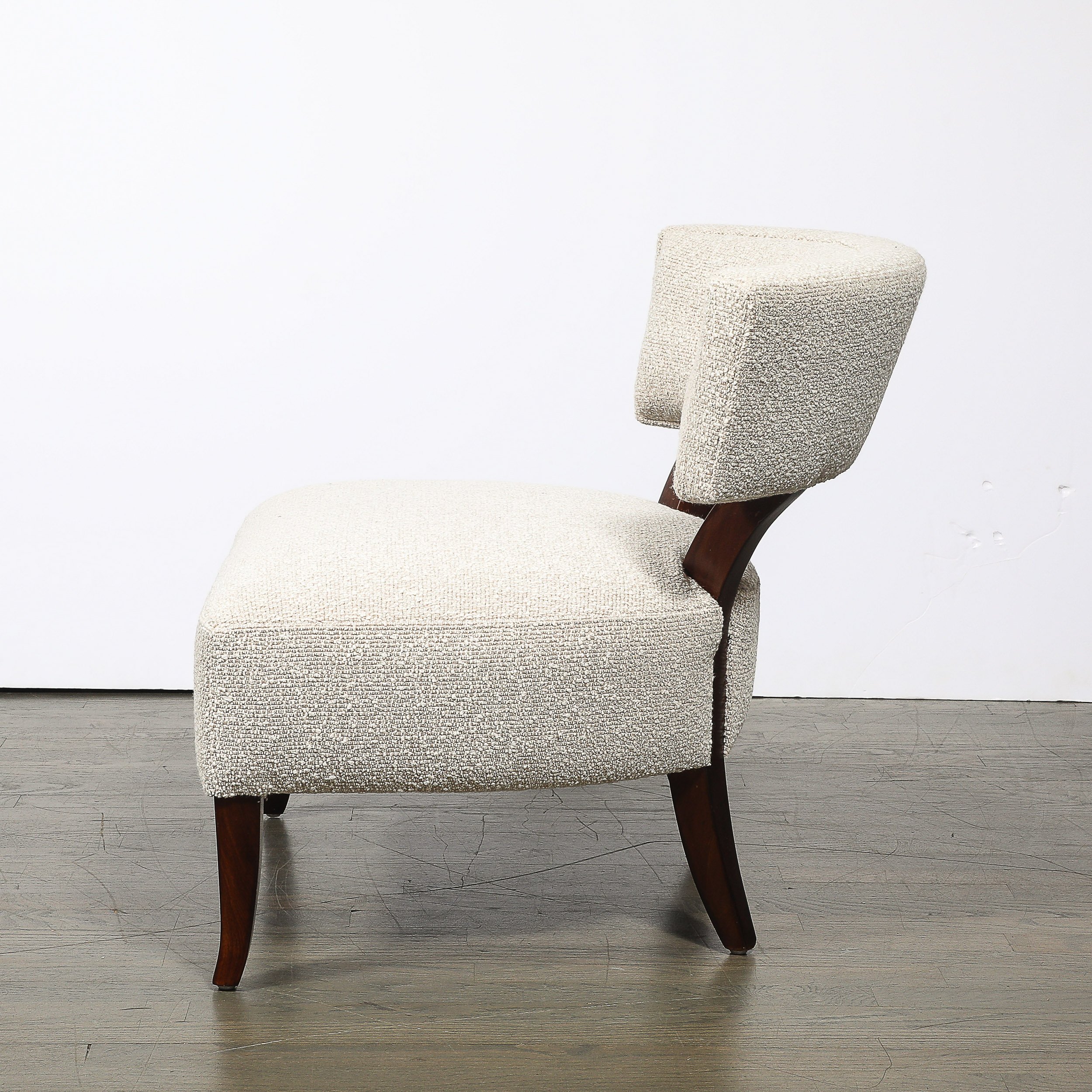 Pair of Mid-Century Curved Slipper Chairs w/ Bouclé Upholstery by Billy Haines — image 7