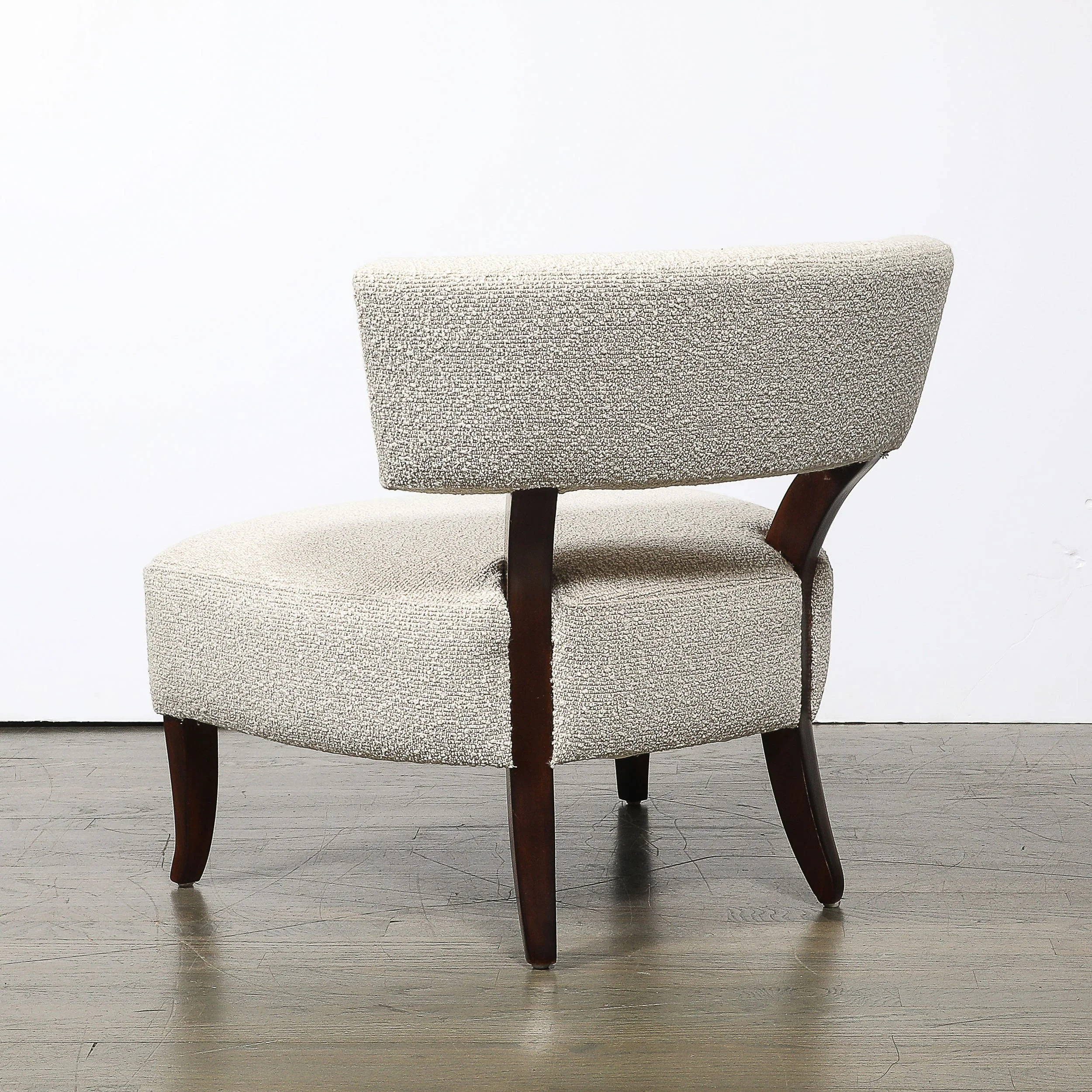 Pair of Mid-Century Curved Slipper Chairs w/ Bouclé Upholstery by Billy Haines — image 8