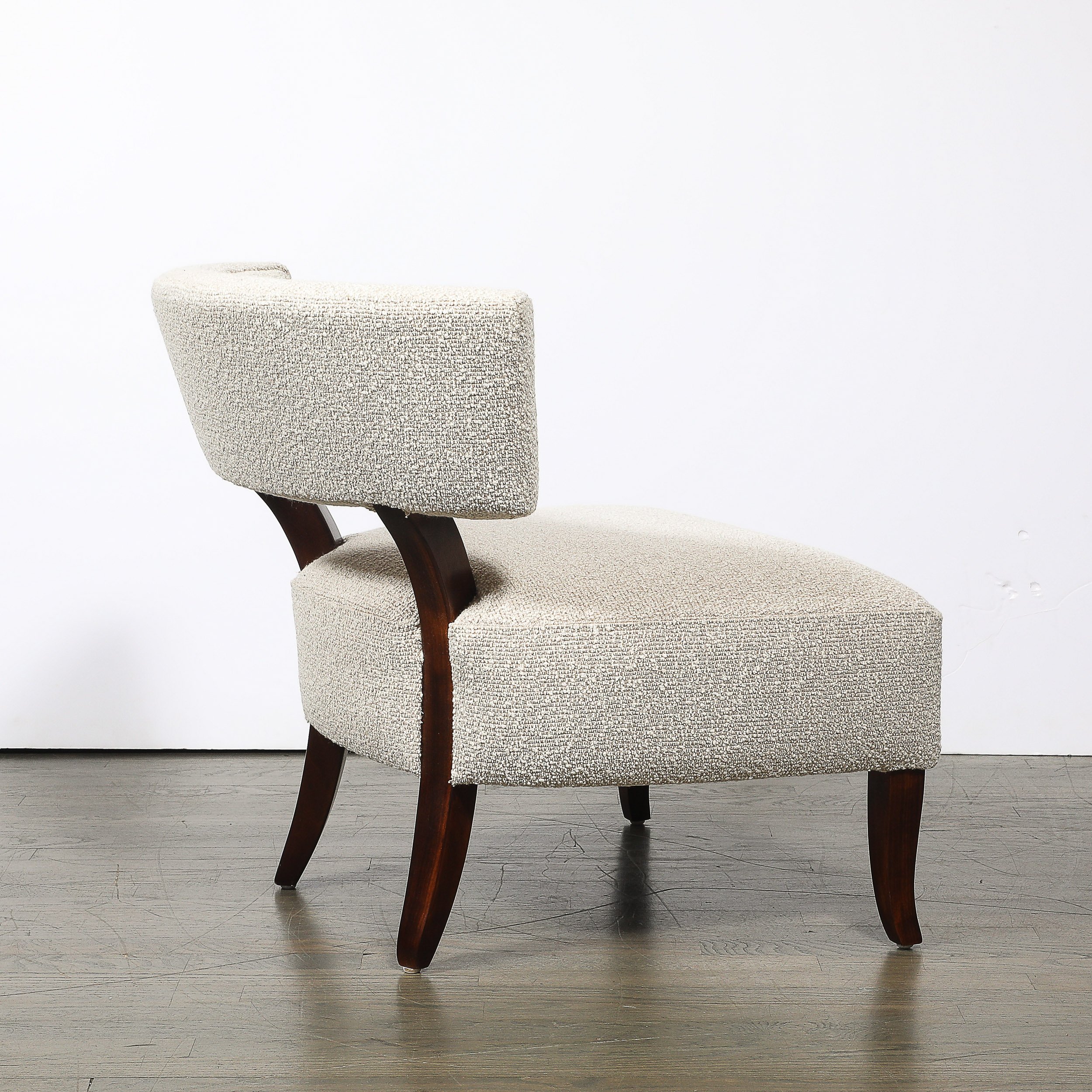 Pair of Mid-Century Curved Slipper Chairs w/ Bouclé Upholstery by Billy Haines — image 10