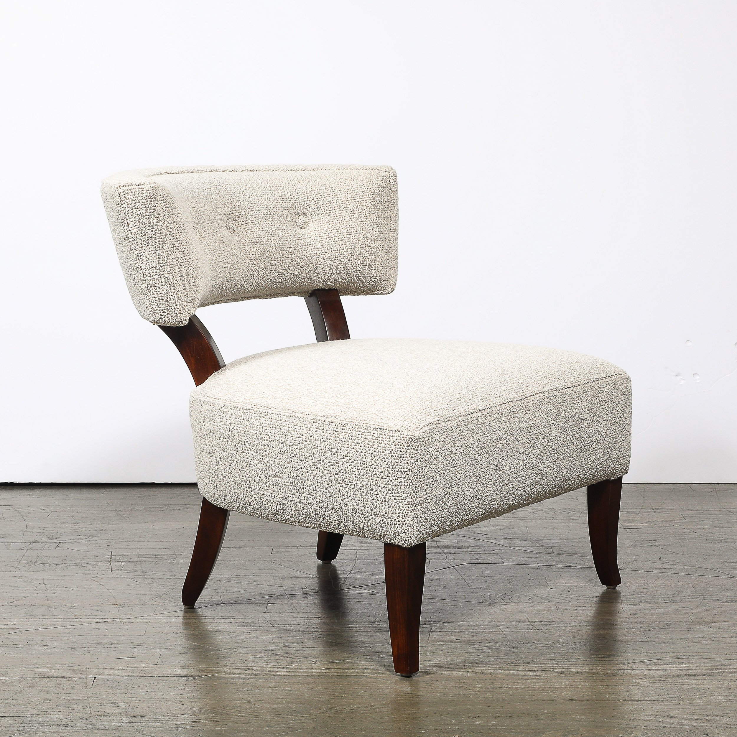 Pair of Mid-Century Curved Slipper Chairs w/ Bouclé Upholstery by Billy Haines — image 11