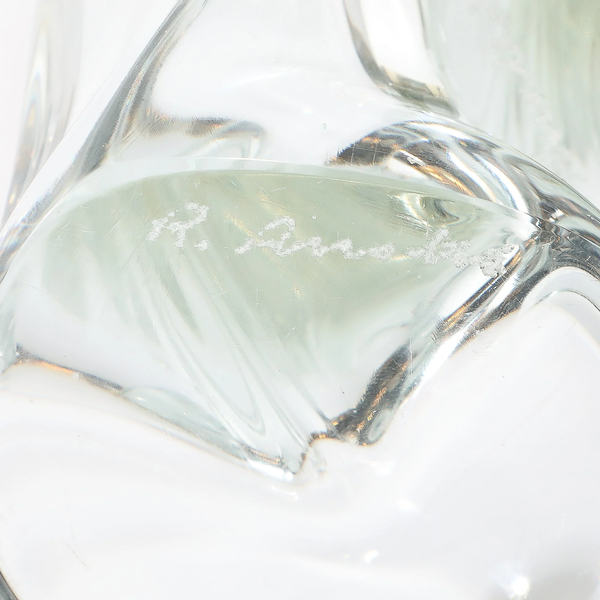 Pair of Signed Renato Anatra Transparent Sculptural Murano Glass Candlesticks — image 3