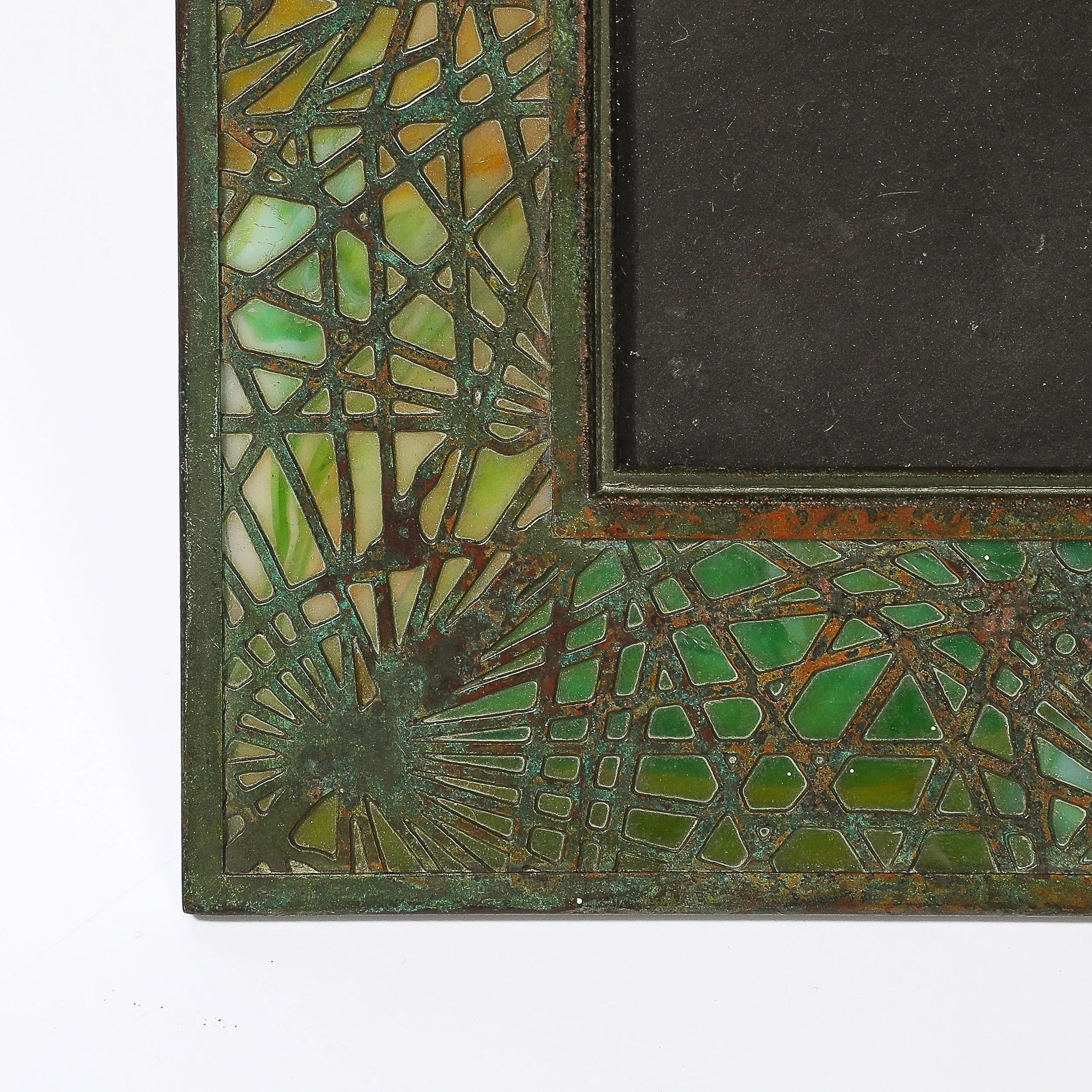 Tiffany Studios Bronze & Favrile Slag Glass Pine Needle Pattern Picture Frame — image 7