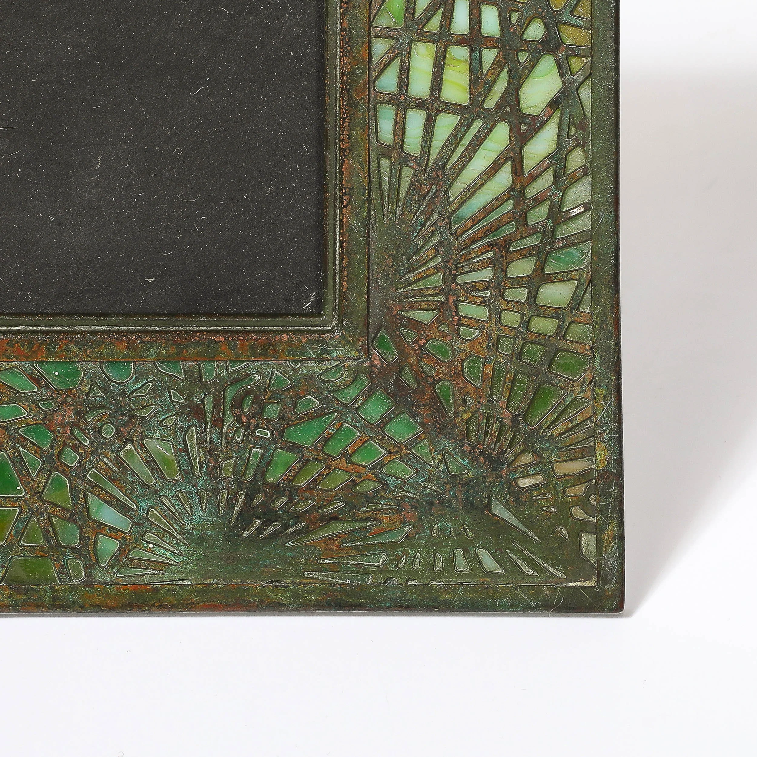Tiffany Studios Bronze & Favrile Slag Glass Pine Needle Pattern Picture Frame — image 8