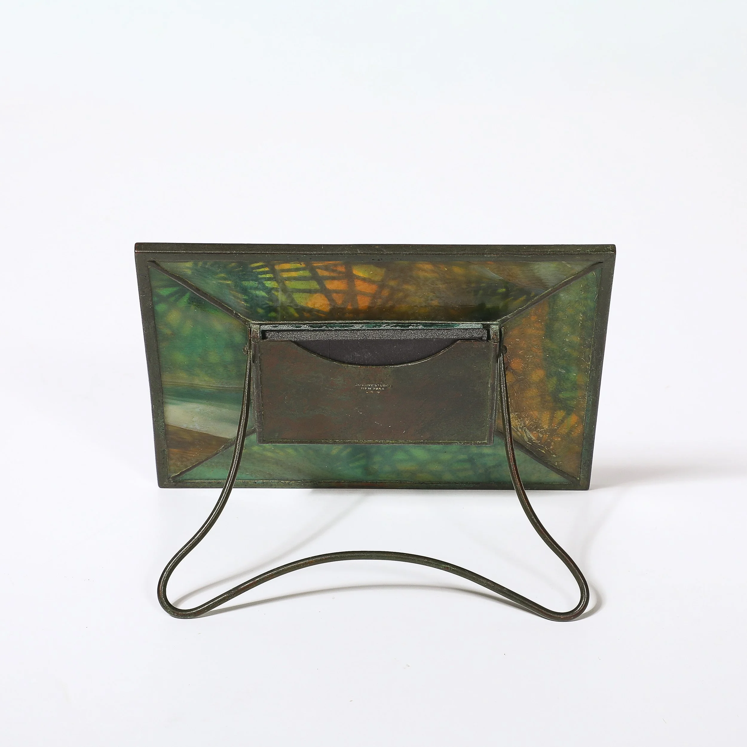 Tiffany Studios Bronze & Favrile Slag Glass Pine Needle Pattern Picture Frame — image 10