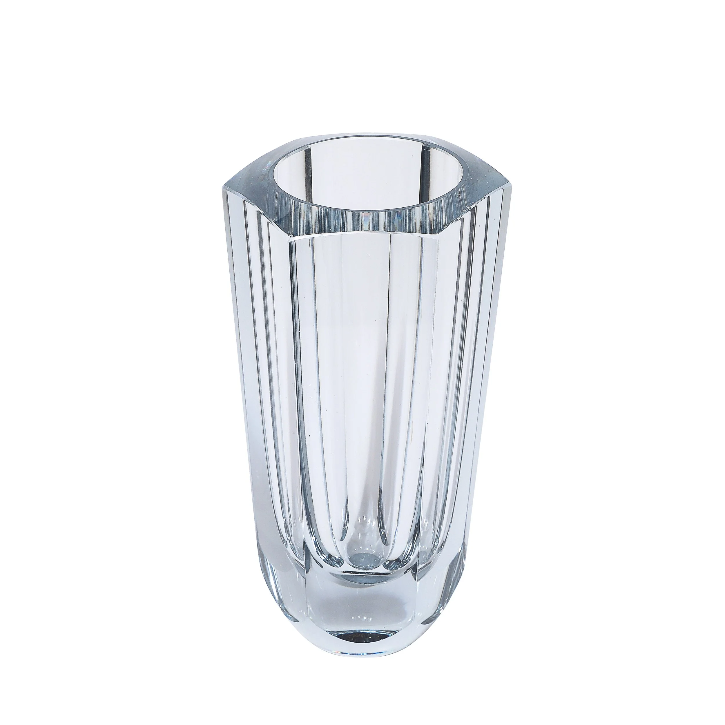 Mid-Century Modernist Strombergshyttan Swedish Faceted Crystal Vase — image 1