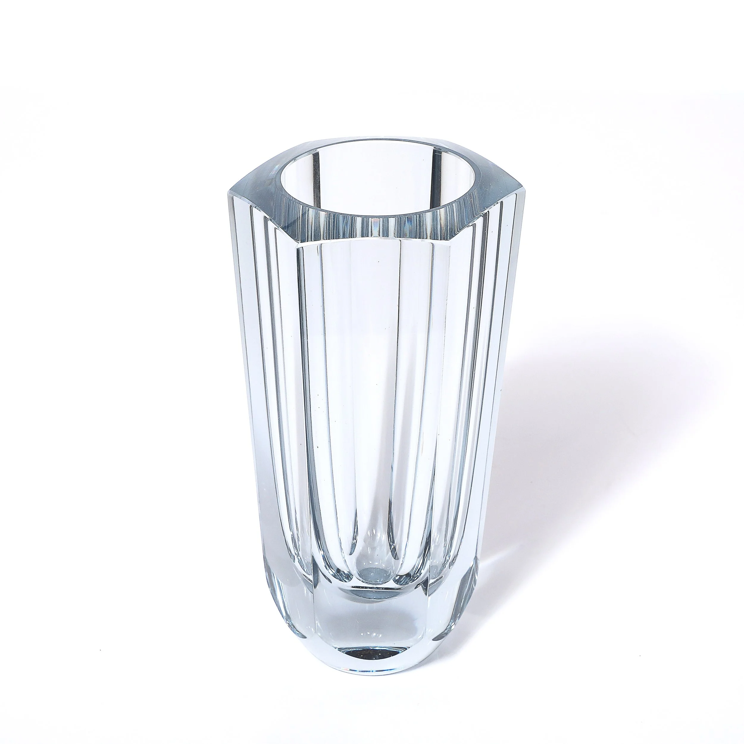 Mid-Century Modernist Strombergshyttan Swedish Faceted Crystal Vase — image 3