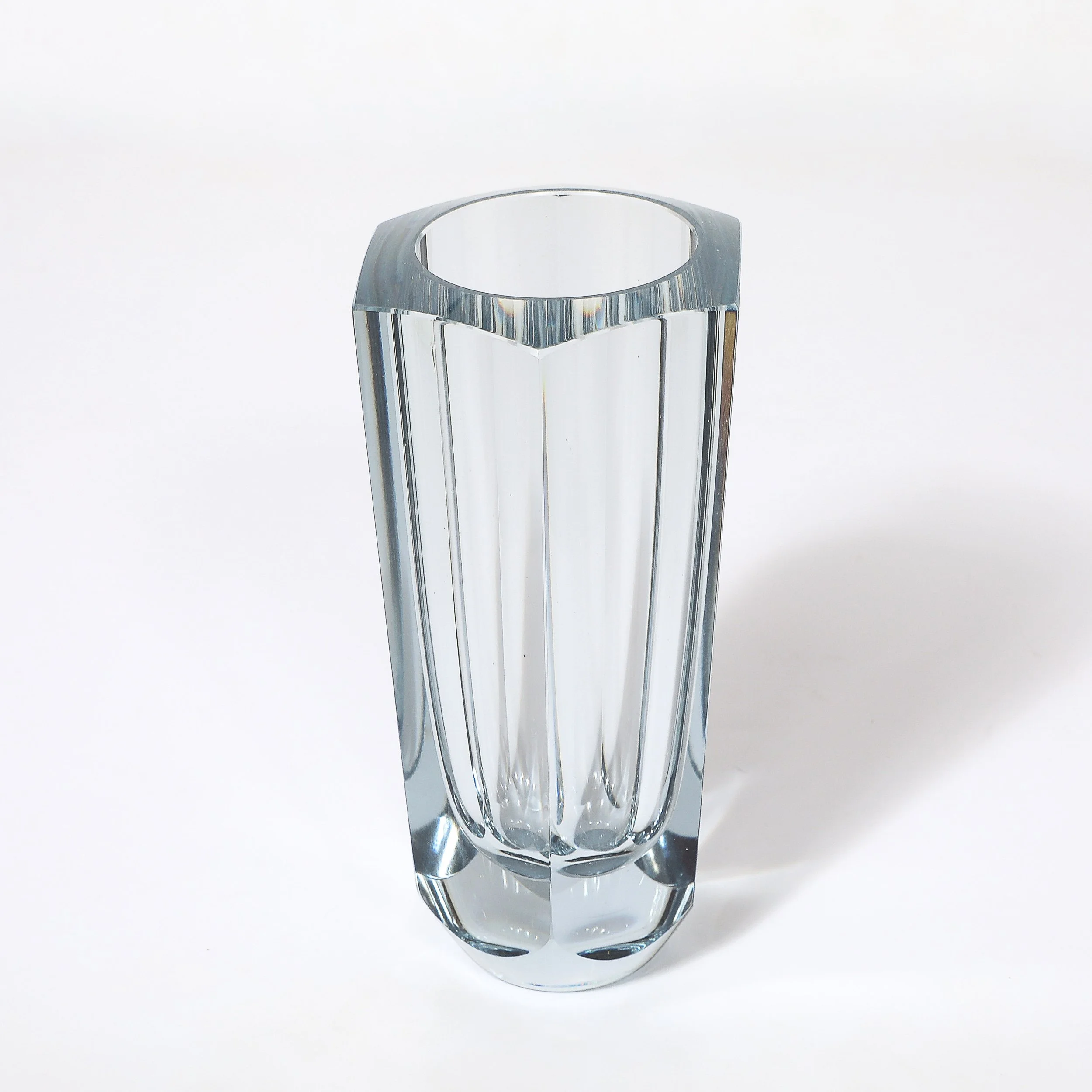 Mid-Century Modernist Strombergshyttan Swedish Faceted Crystal Vase — image 4