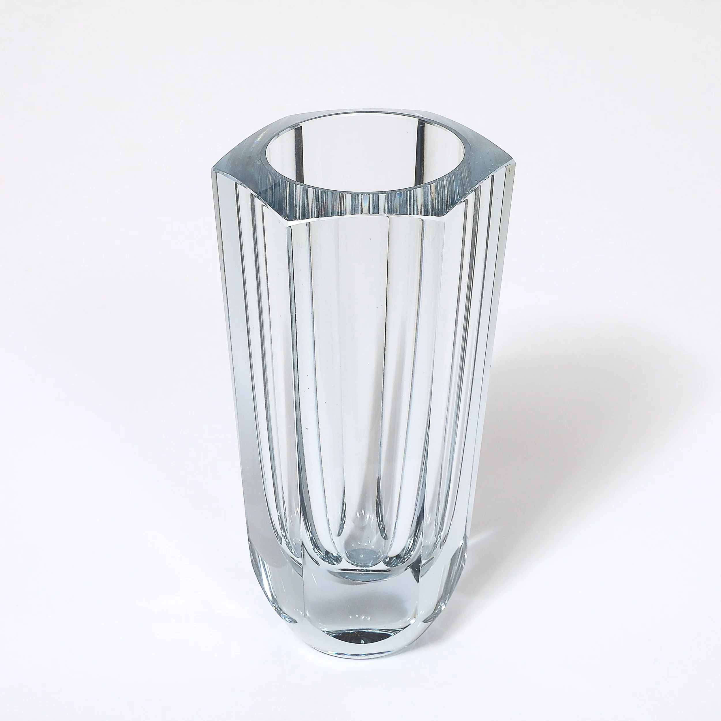 Mid-Century Modernist Strombergshyttan Swedish Faceted Crystal Vase — image 5