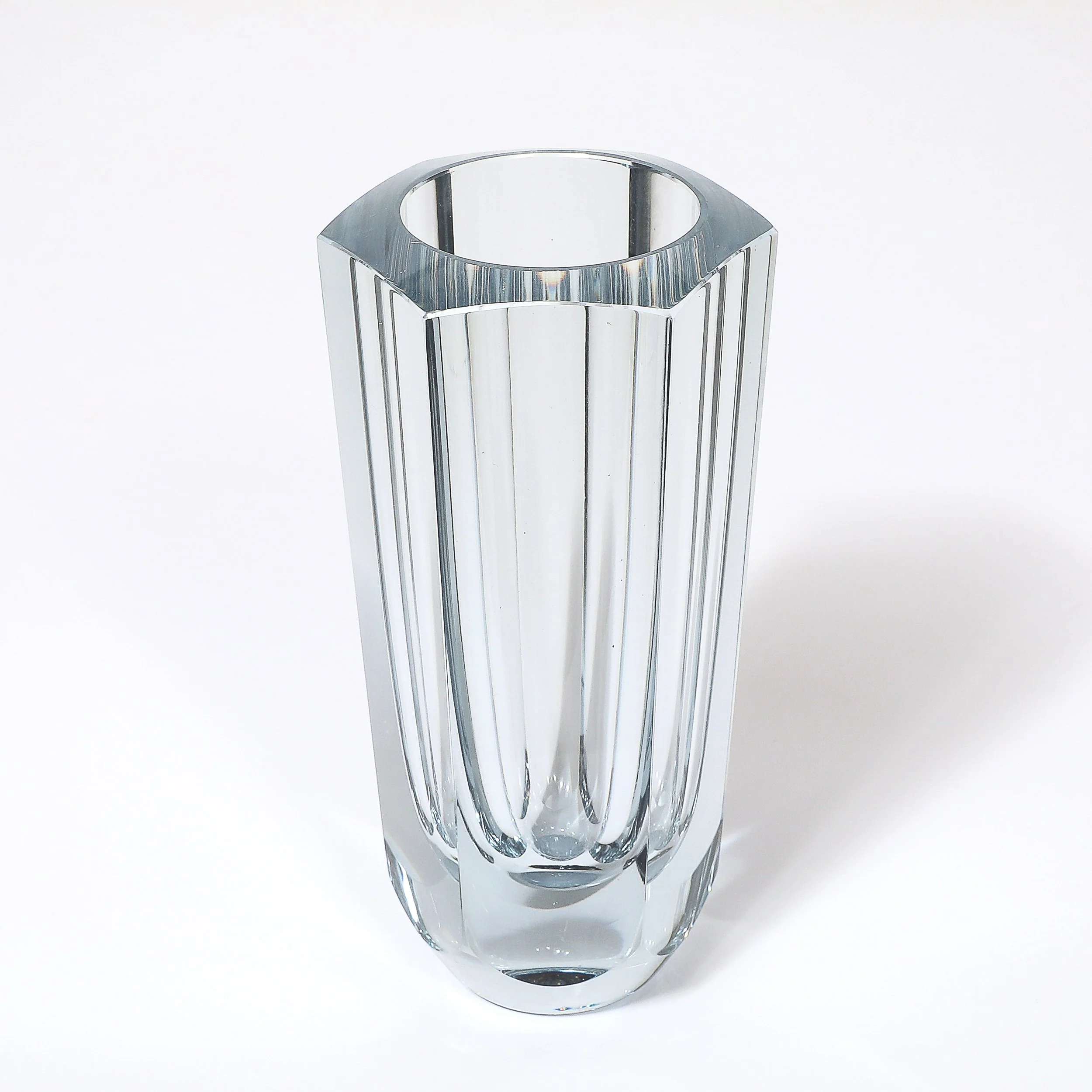 Mid-Century Modernist Strombergshyttan Swedish Faceted Crystal Vase — image 6
