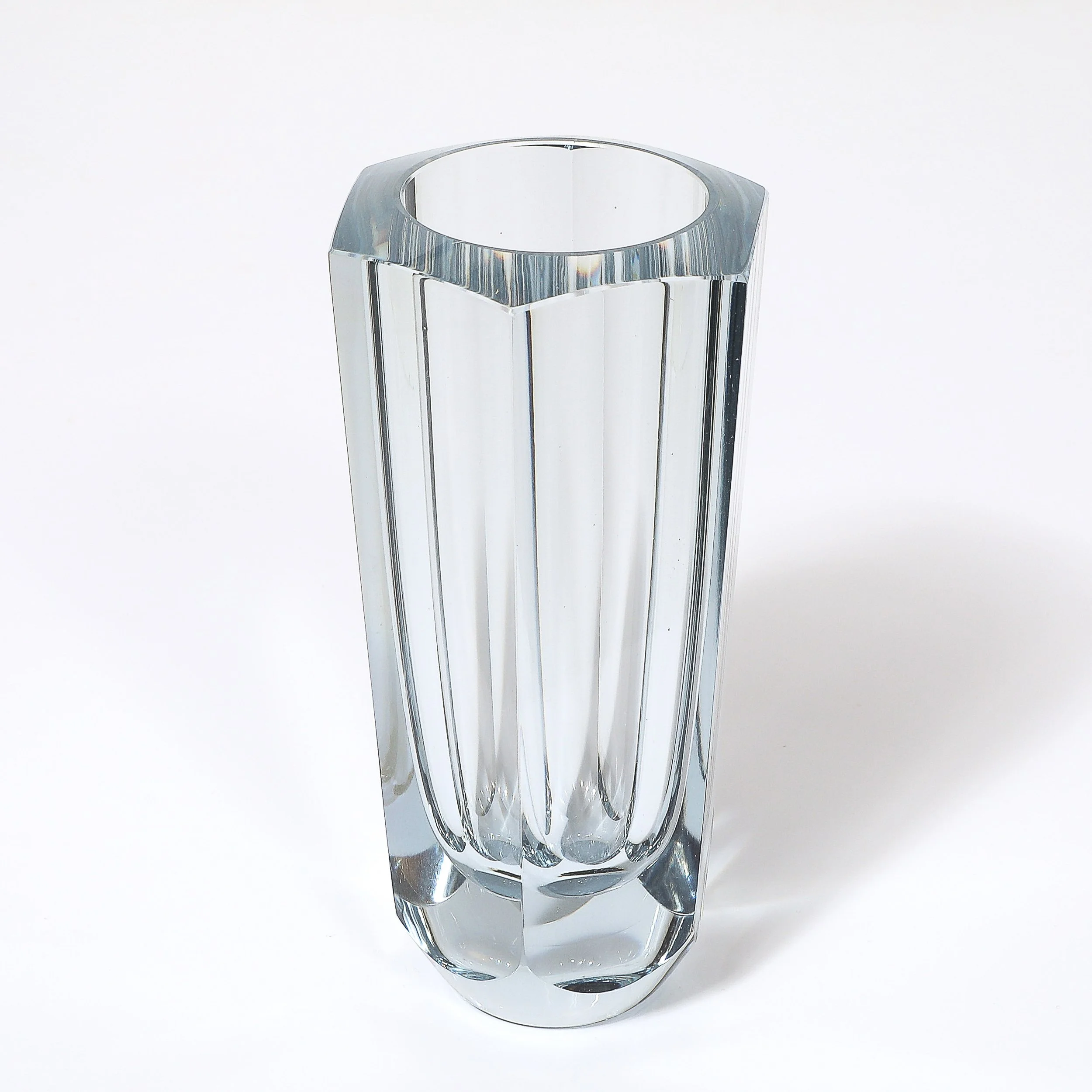 Mid-Century Modernist Strombergshyttan Swedish Faceted Crystal Vase — image 7