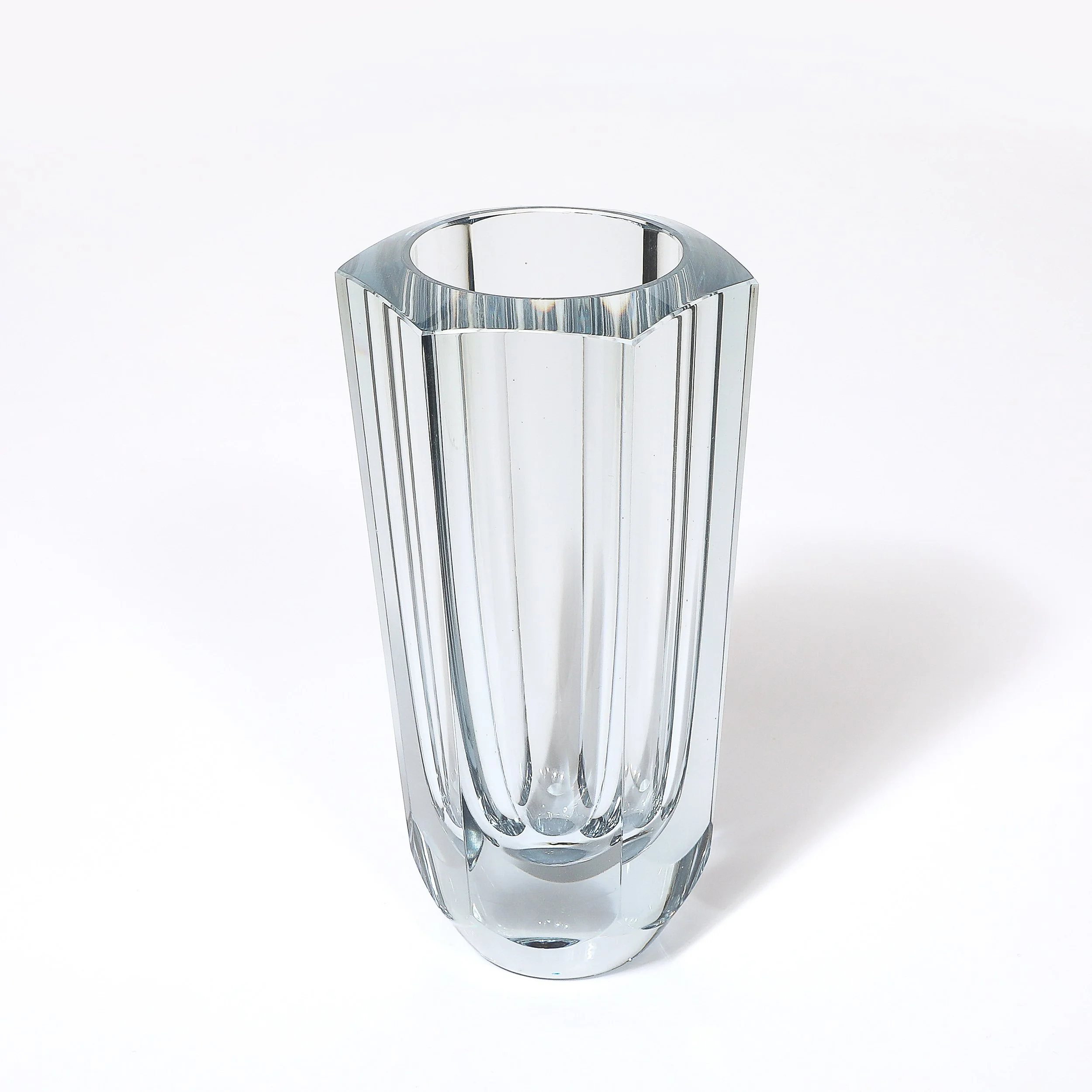 Mid-Century Modernist Strombergshyttan Swedish Faceted Crystal Vase — image 8