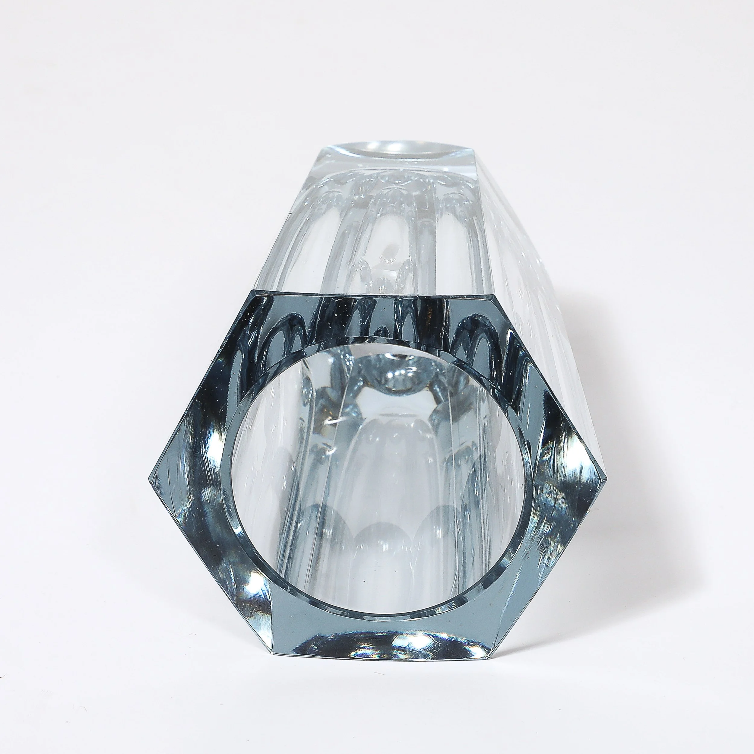 Mid-Century Modernist Strombergshyttan Swedish Faceted Crystal Vase — image 9