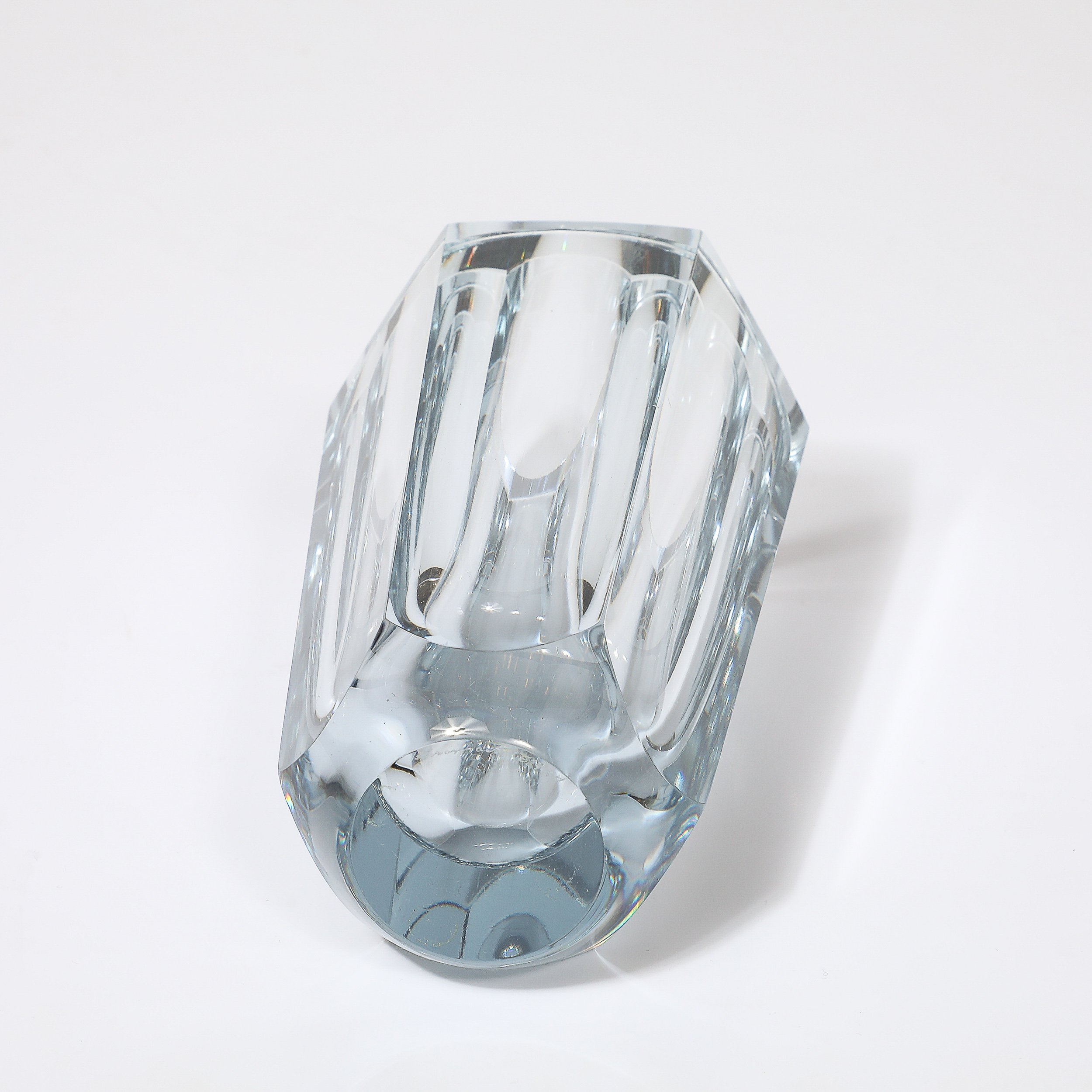 Mid-Century Modernist Strombergshyttan Swedish Faceted Crystal Vase — image 10