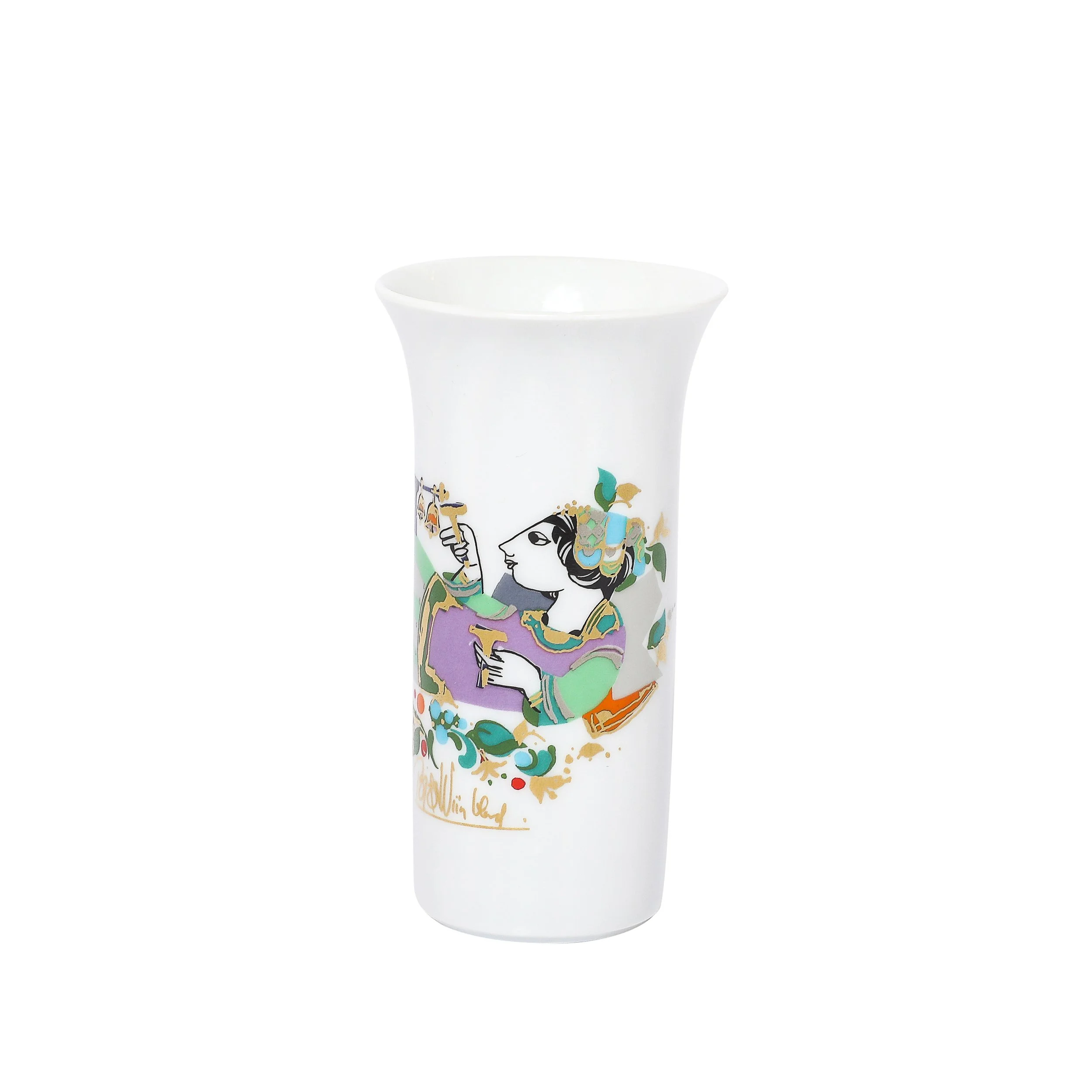 Mid-Century Porcelain Vase w/ 24kt Gold Overlay by Bjorn Wiinblad for Rosenthal — image 1