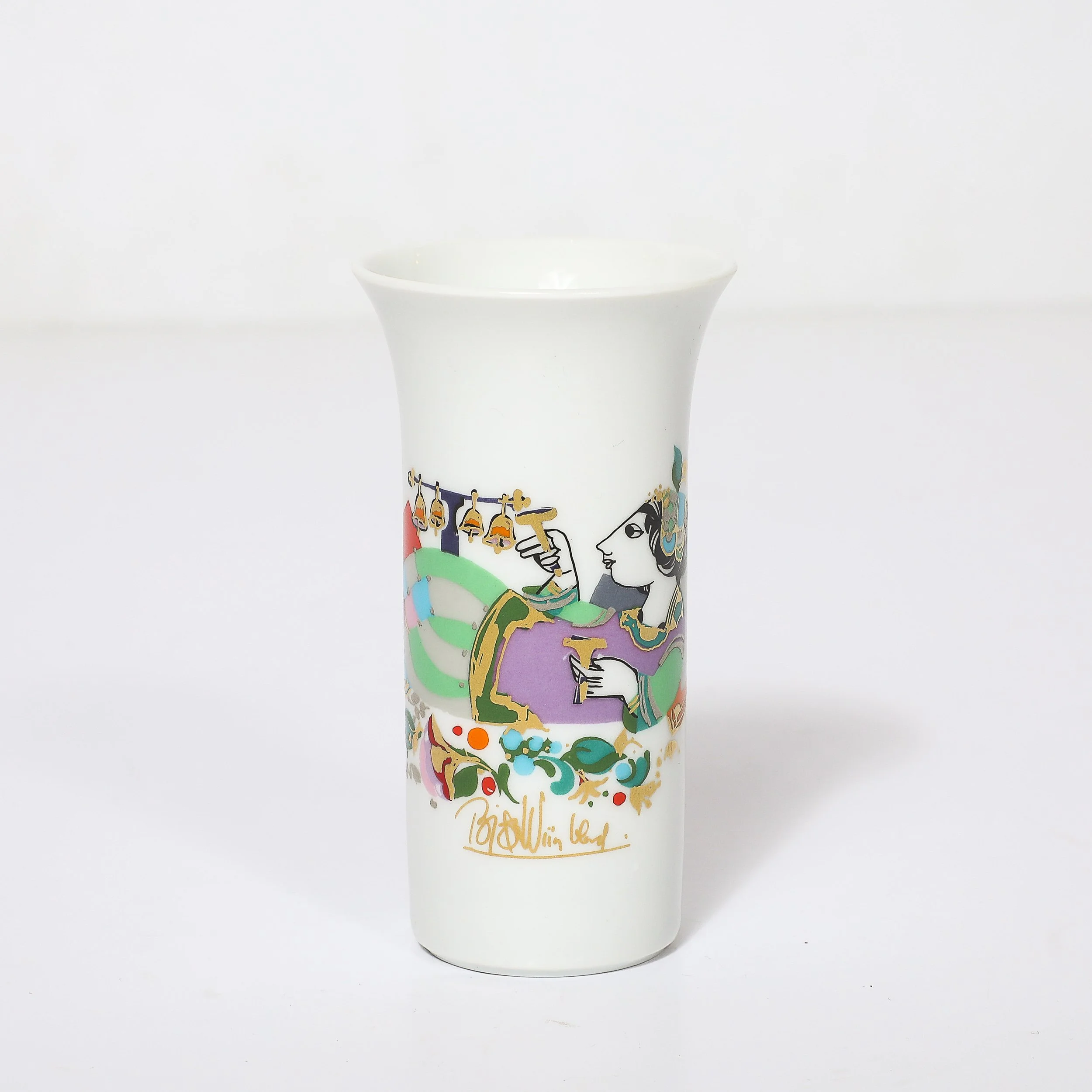 Mid-Century Porcelain Vase w/ 24kt Gold Overlay by Bjorn Wiinblad for Rosenthal — image 2