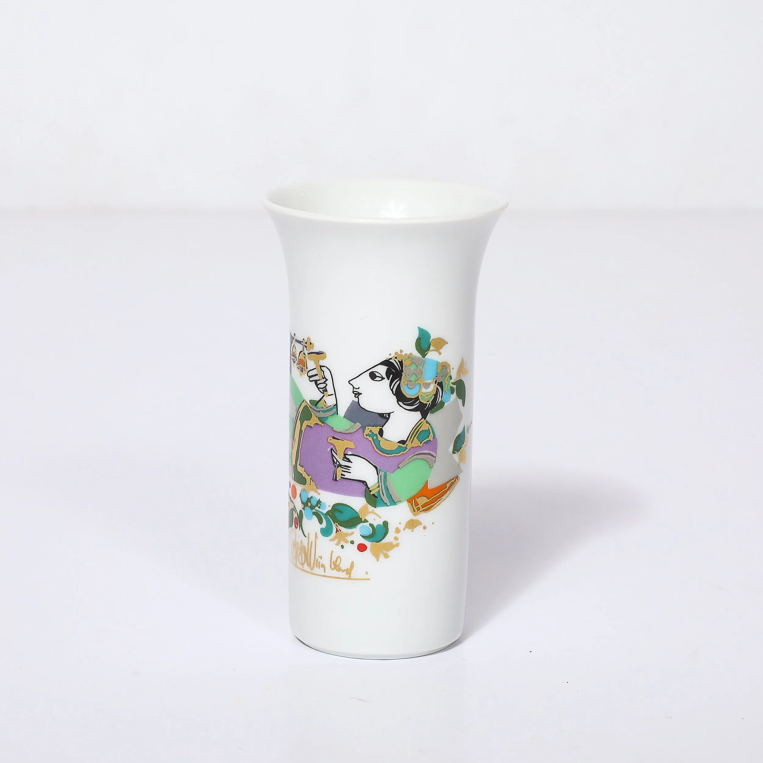 Mid-Century Porcelain Vase w/ 24kt Gold Overlay by Bjorn Wiinblad for Rosenthal — image 3
