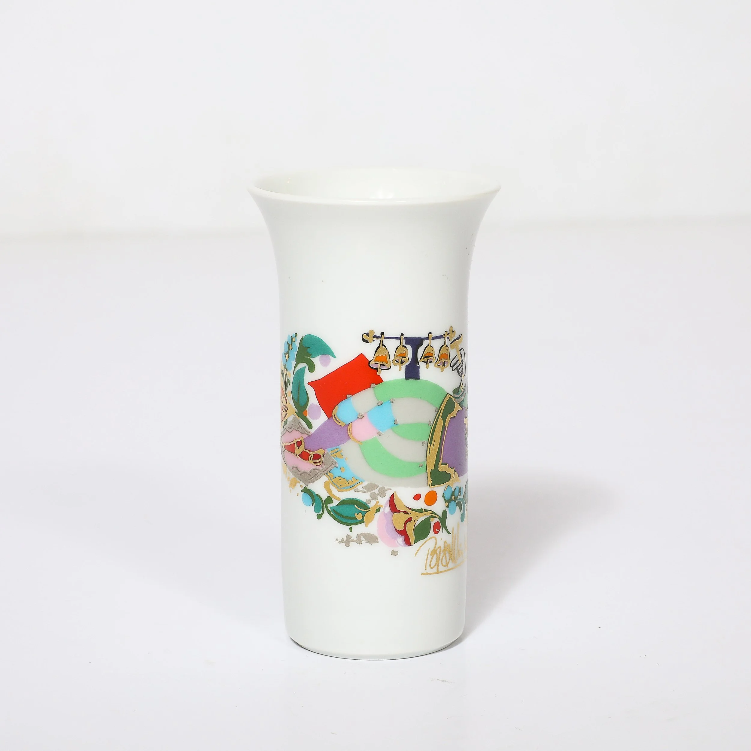 Mid-Century Porcelain Vase w/ 24kt Gold Overlay by Bjorn Wiinblad for Rosenthal — image 4