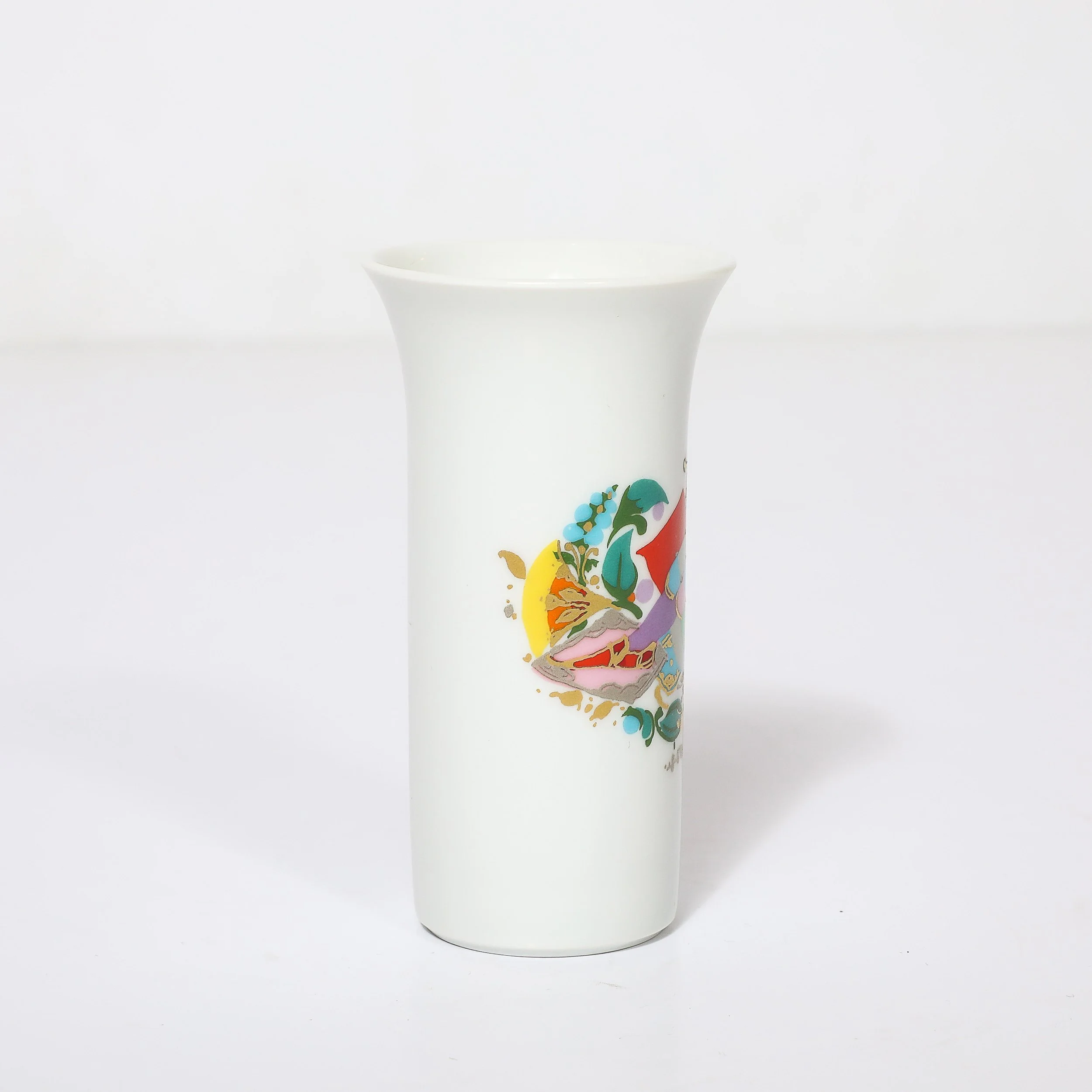 Mid-Century Porcelain Vase w/ 24kt Gold Overlay by Bjorn Wiinblad for Rosenthal — image 5