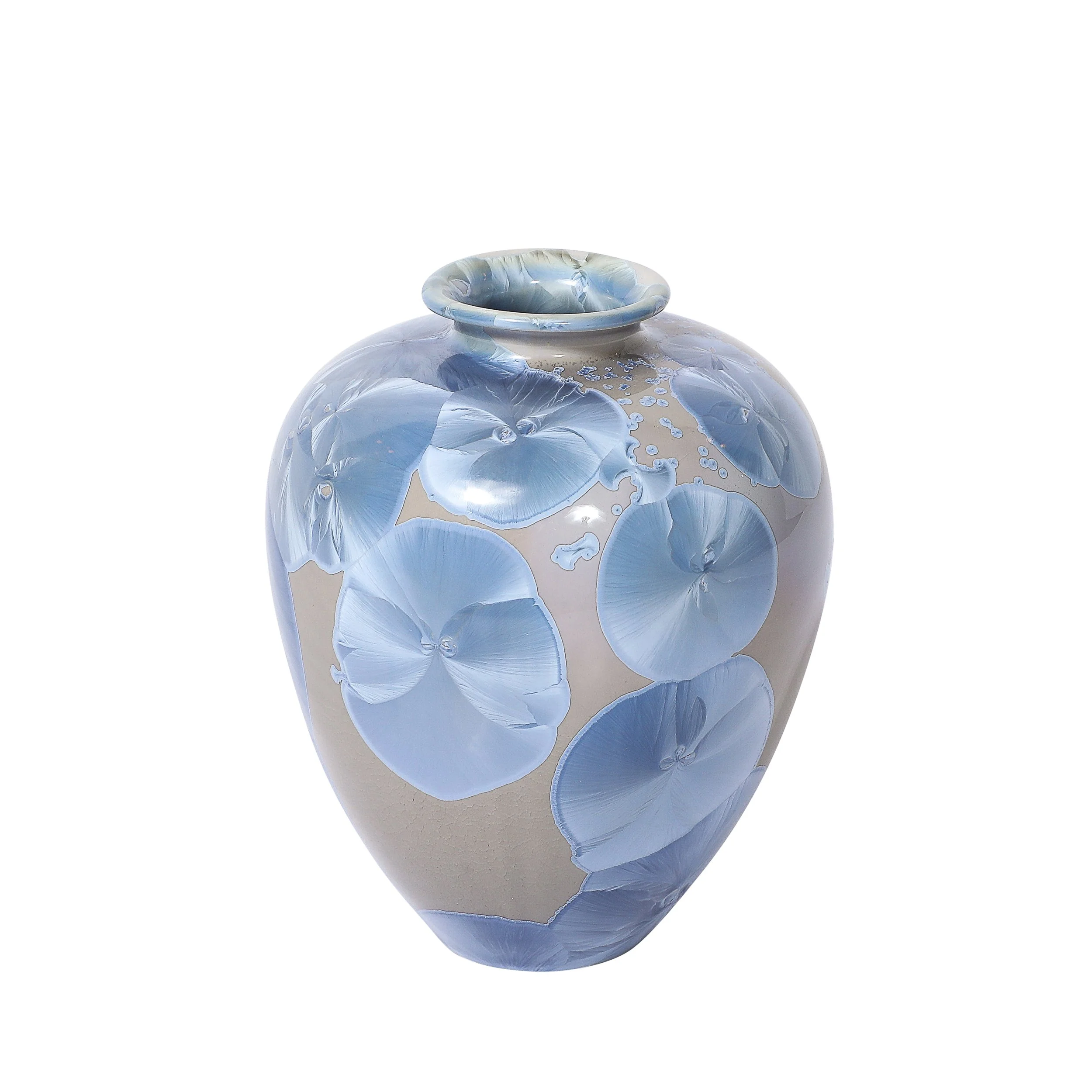 Mid-Century Hand-Thrown Porcelain Crystalline Glaze Ceramic Vase by Sid Oakley — image 1