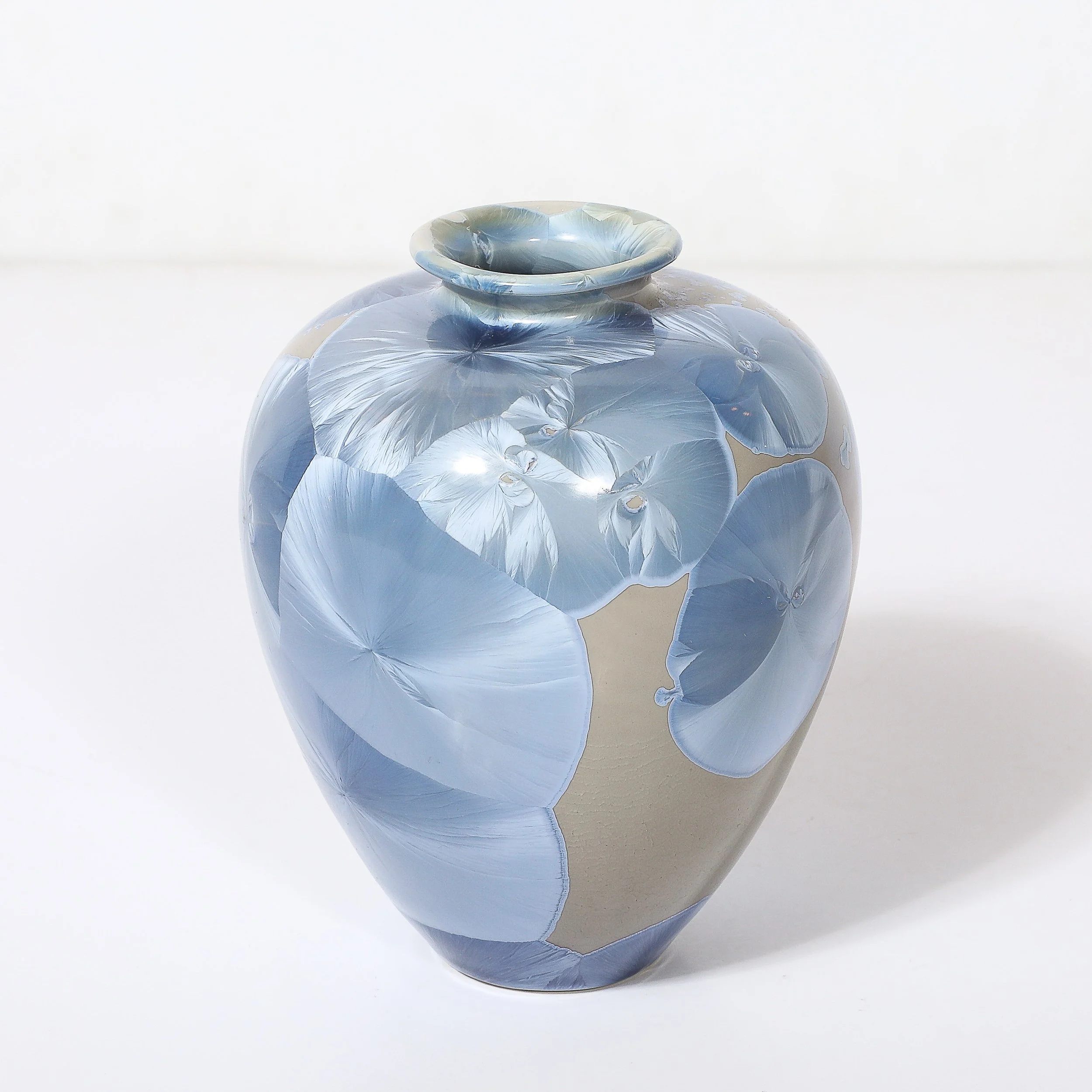 Mid-Century Hand-Thrown Porcelain Crystalline Glaze Ceramic Vase by Sid Oakley — image 2