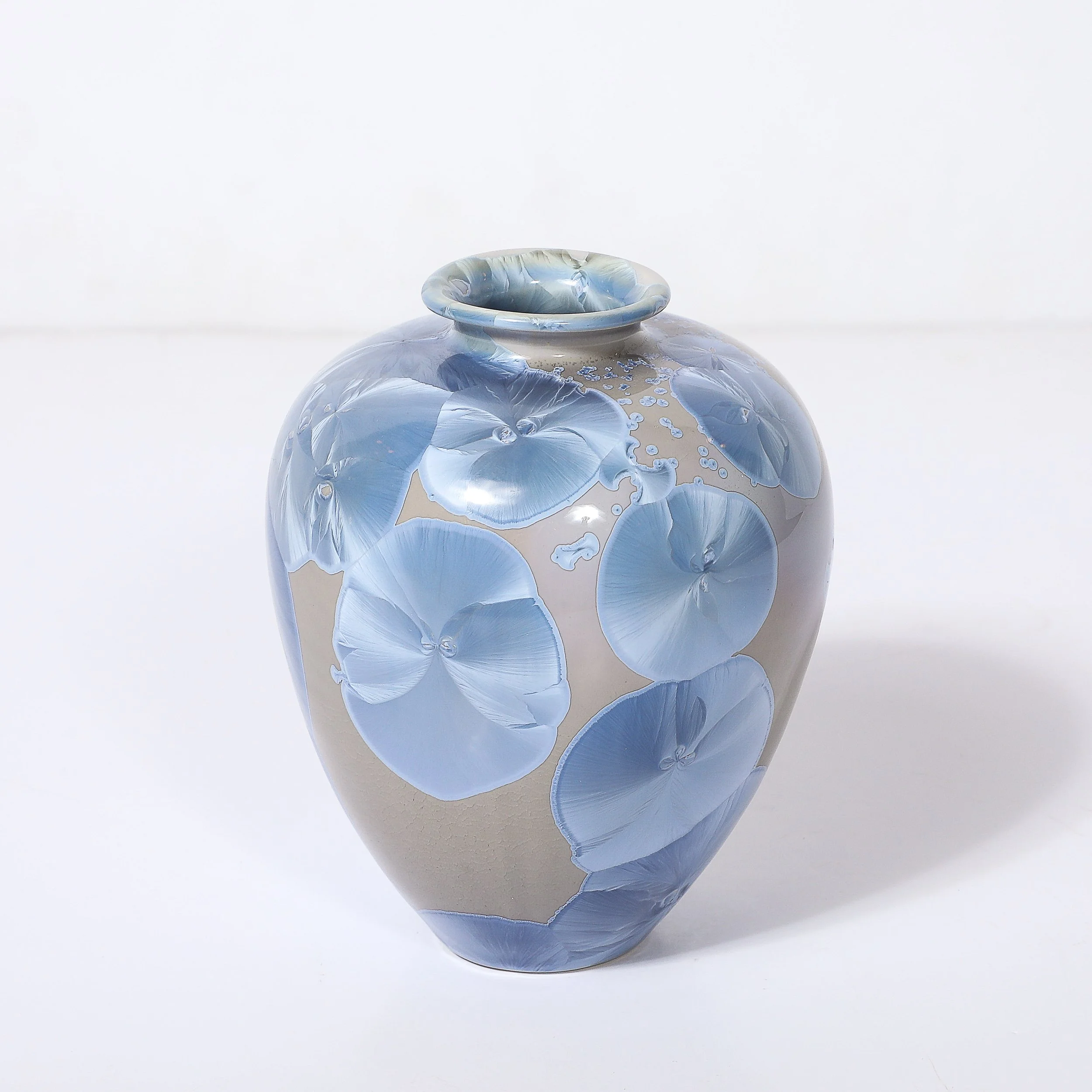 Mid-Century Hand-Thrown Porcelain Crystalline Glaze Ceramic Vase by Sid Oakley — image 3