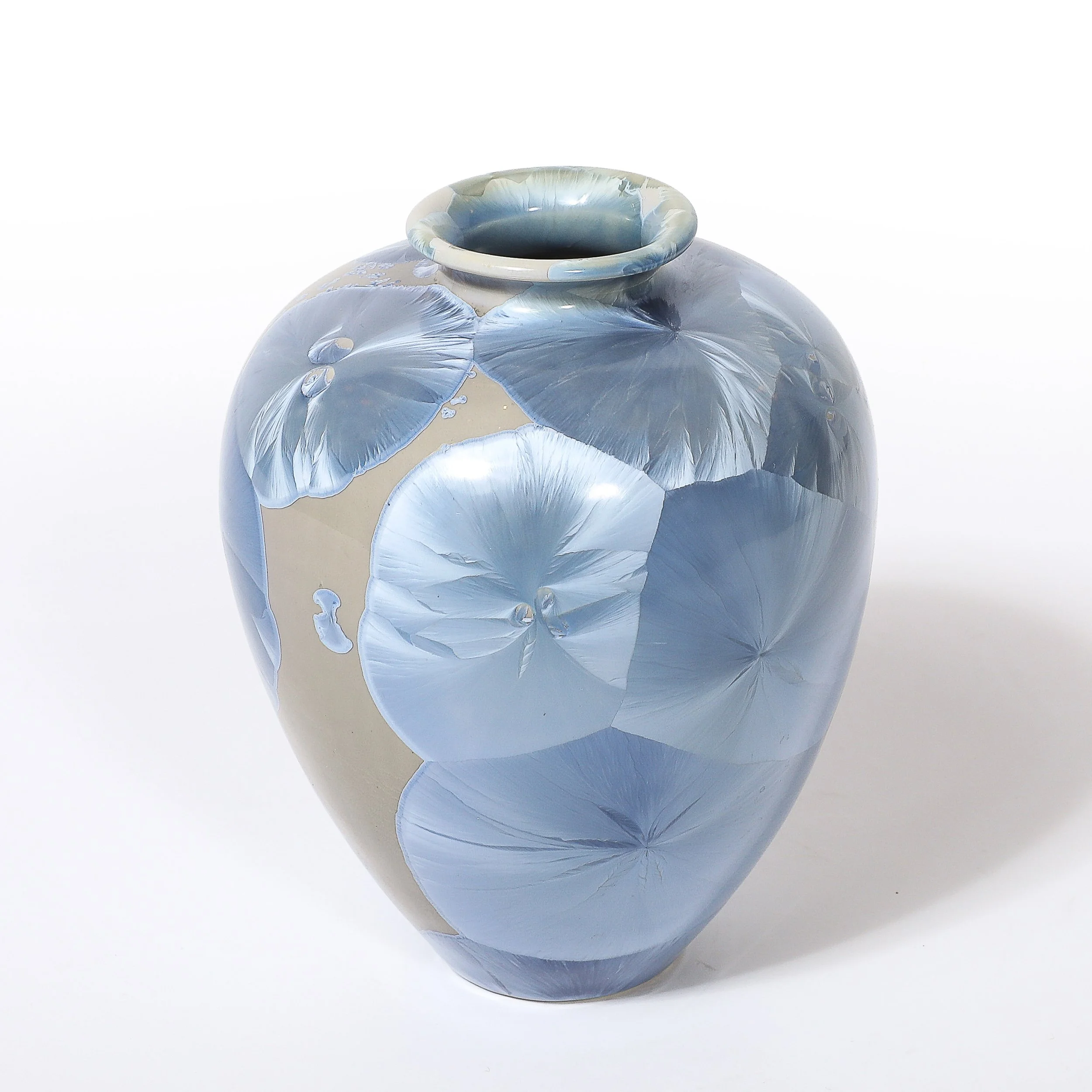 Mid-Century Hand-Thrown Porcelain Crystalline Glaze Ceramic Vase by Sid Oakley — image 4