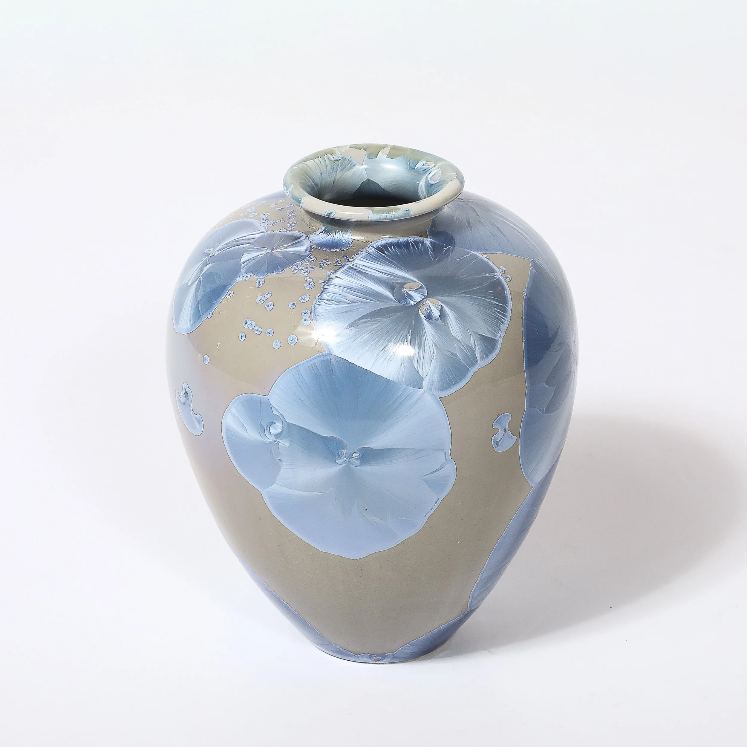 Mid-Century Hand-Thrown Porcelain Crystalline Glaze Ceramic Vase by Sid Oakley — image 5