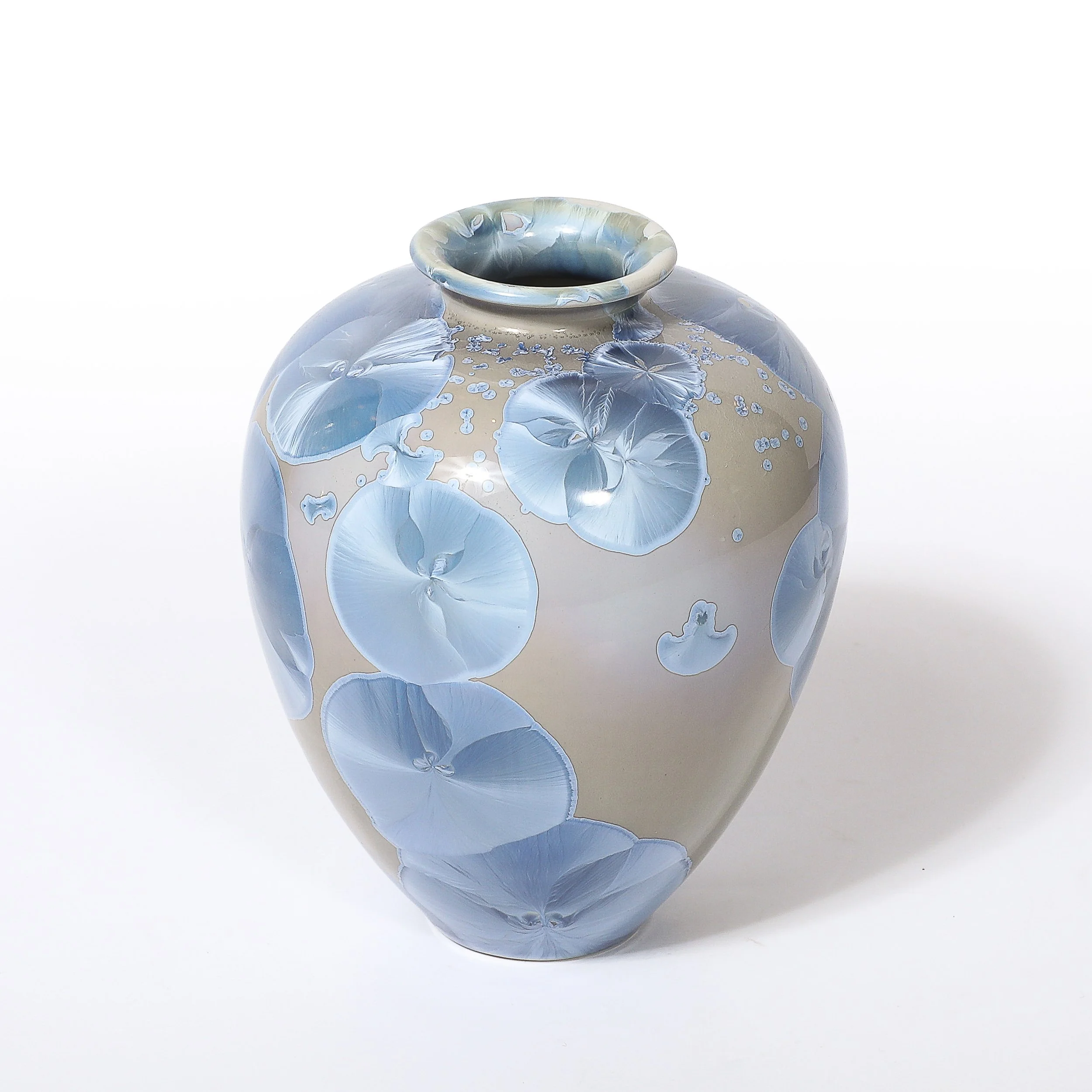 Mid-Century Hand-Thrown Porcelain Crystalline Glaze Ceramic Vase by Sid Oakley — image 6