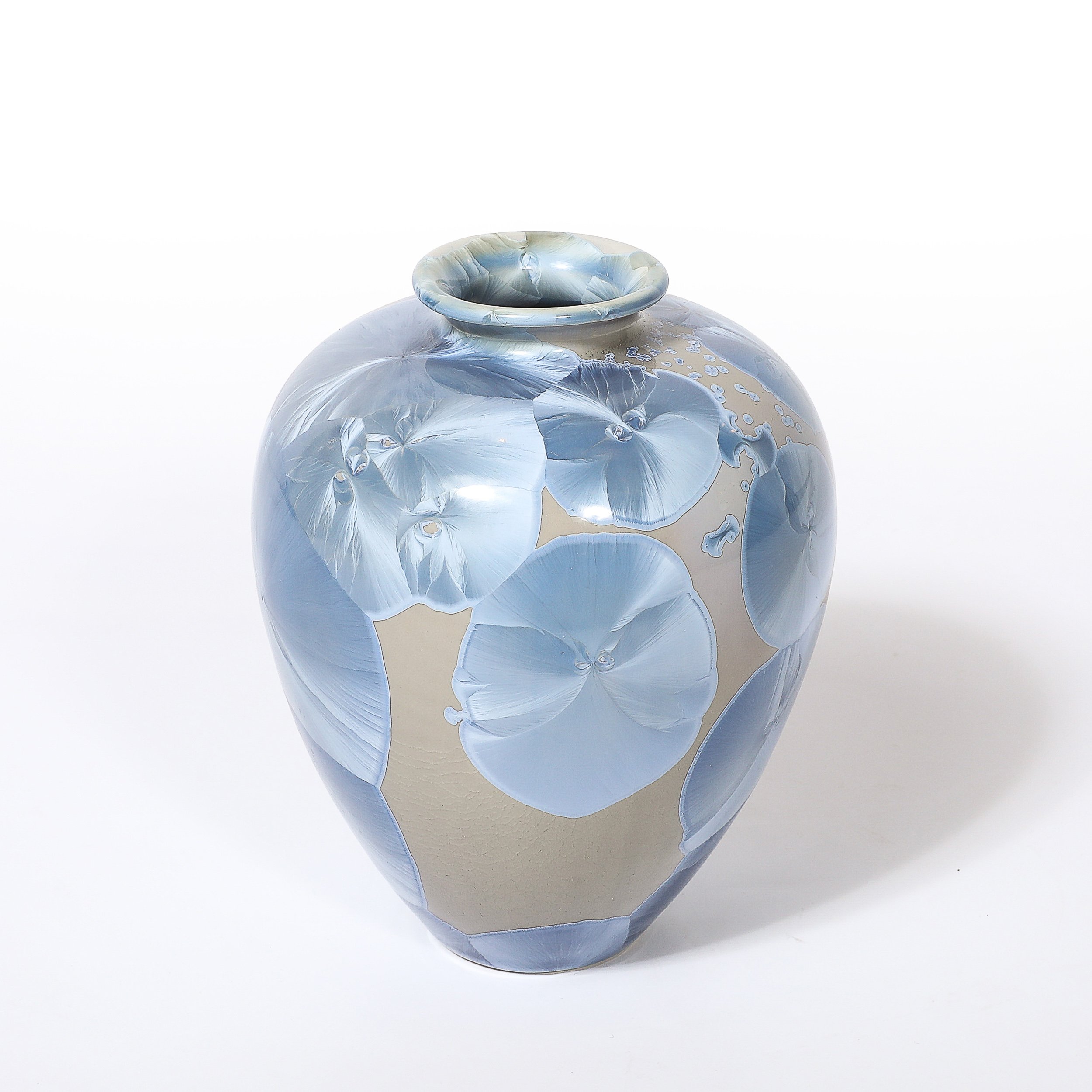 Mid-Century Hand-Thrown Porcelain Crystalline Glaze Ceramic Vase by Sid Oakley — image 7