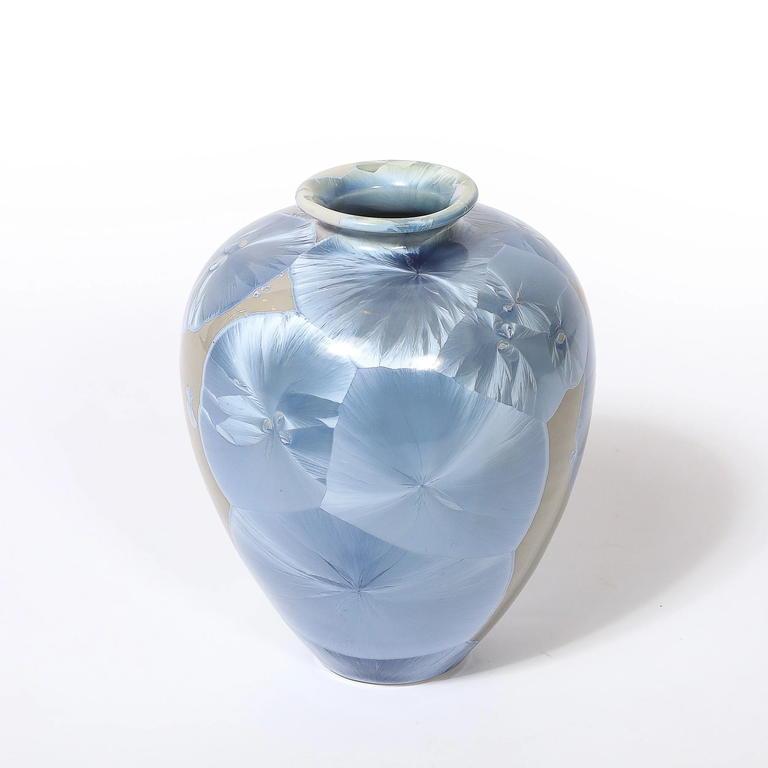 Mid-Century Hand-Thrown Porcelain Crystalline Glaze Ceramic Vase by Sid Oakley — image 8