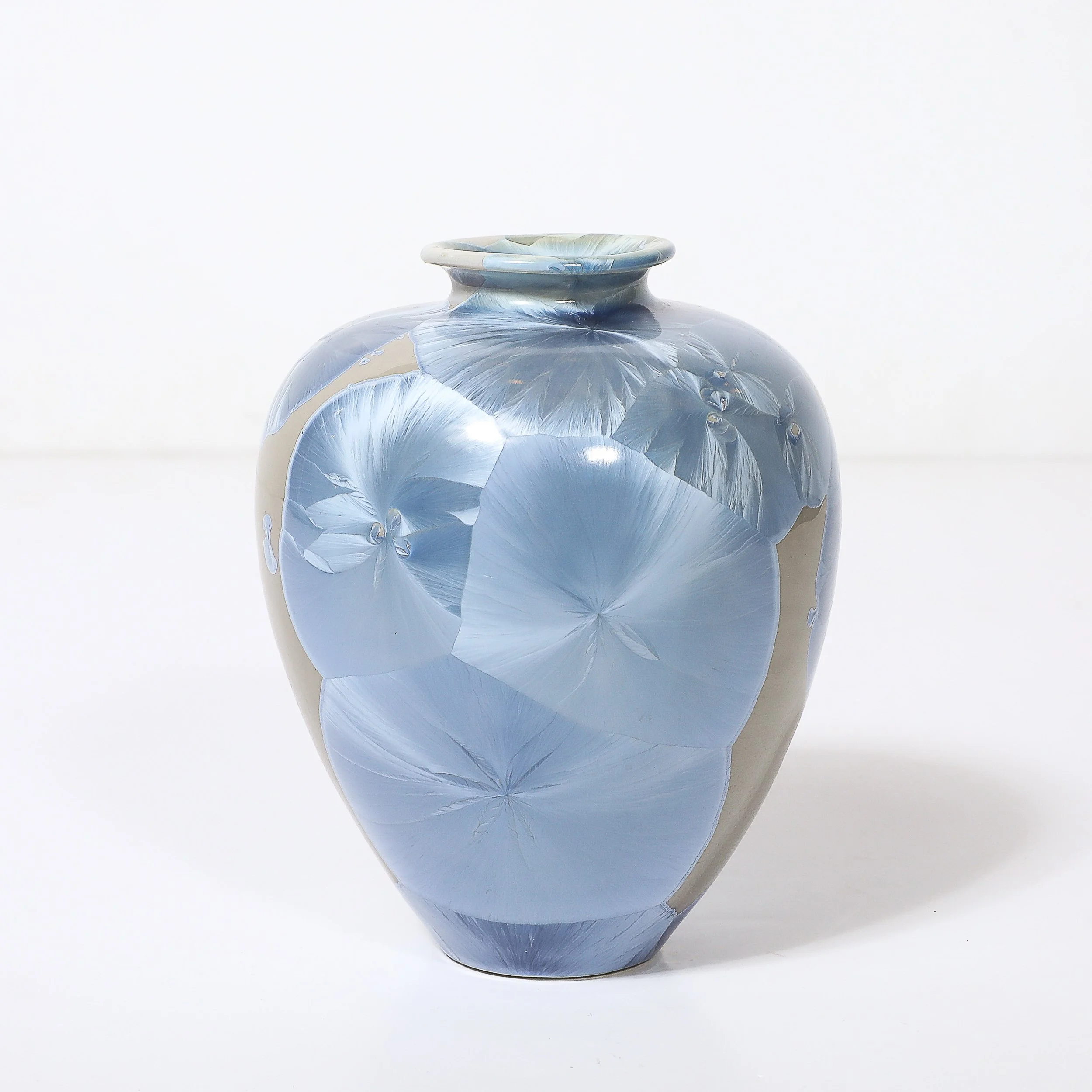 Mid-Century Hand-Thrown Porcelain Crystalline Glaze Ceramic Vase by Sid Oakley — image 9