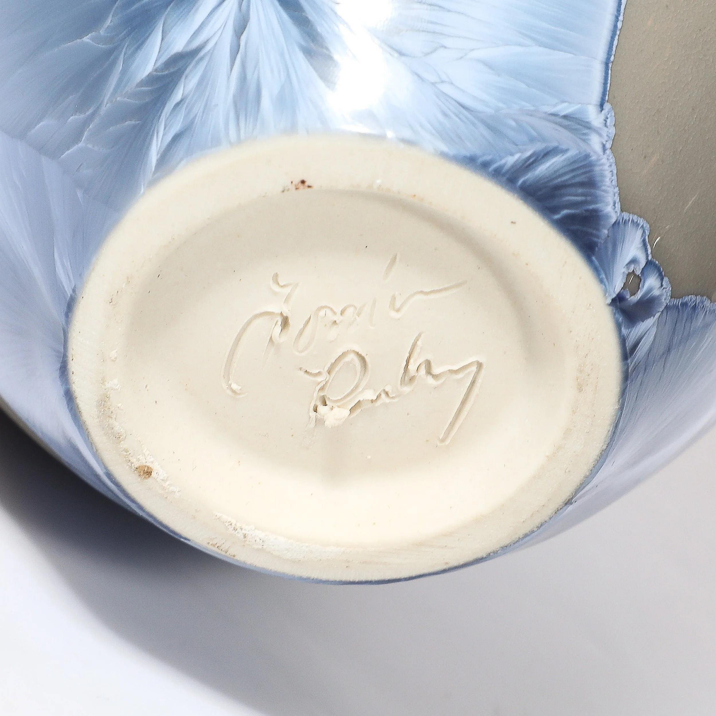 Mid-Century Hand-Thrown Porcelain Crystalline Glaze Ceramic Vase by Sid Oakley — image 10