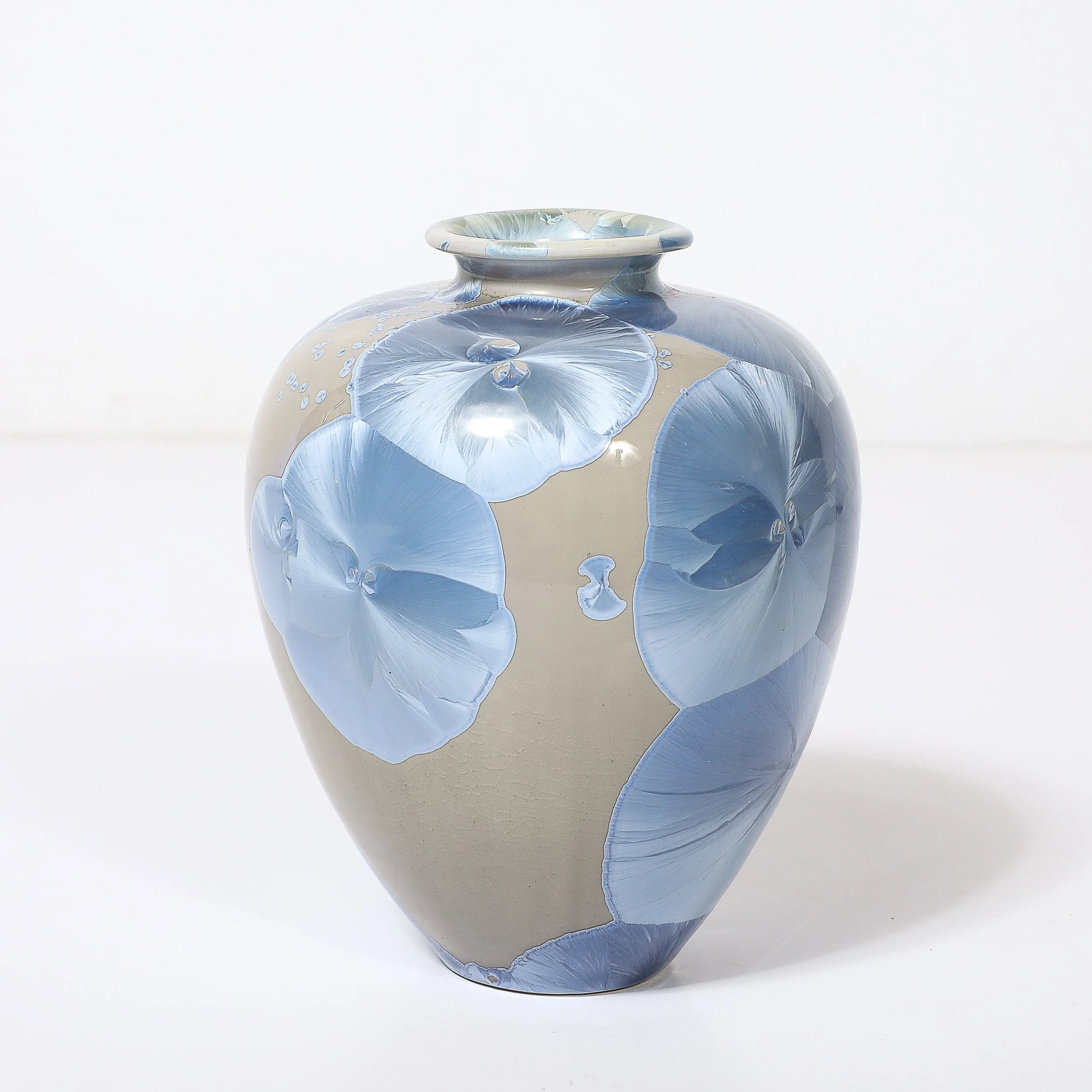 Mid-Century Hand-Thrown Porcelain Crystalline Glaze Ceramic Vase by Sid Oakley — image 12