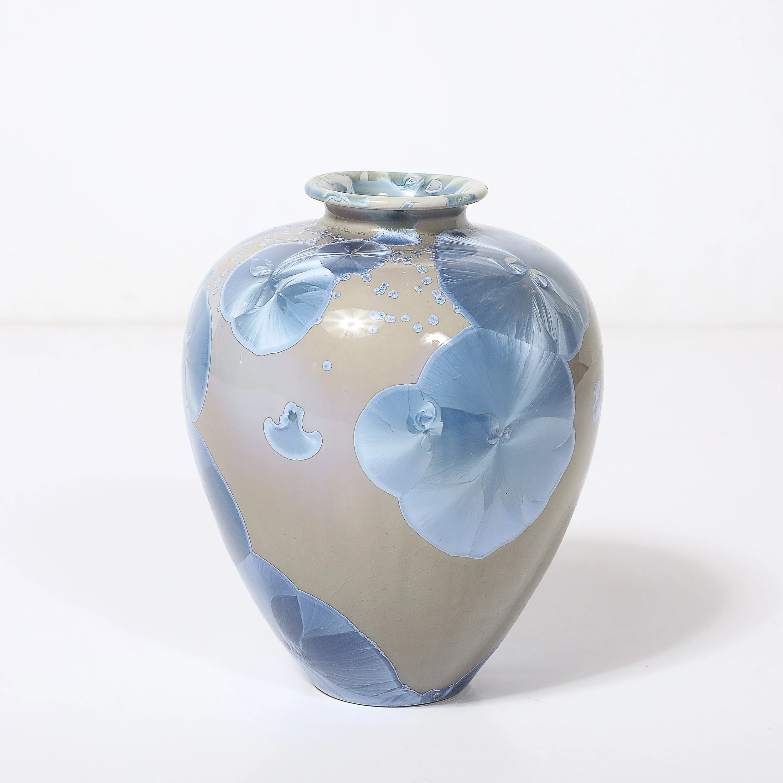 Mid-Century Hand-Thrown Porcelain Crystalline Glaze Ceramic Vase by Sid Oakley — image 13
