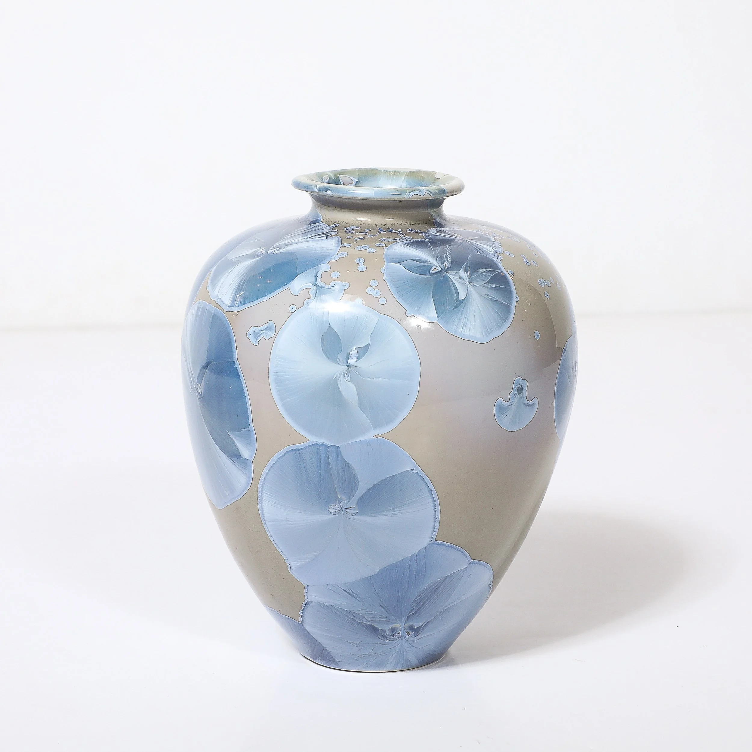 Mid-Century Hand-Thrown Porcelain Crystalline Glaze Ceramic Vase by Sid Oakley — image 14