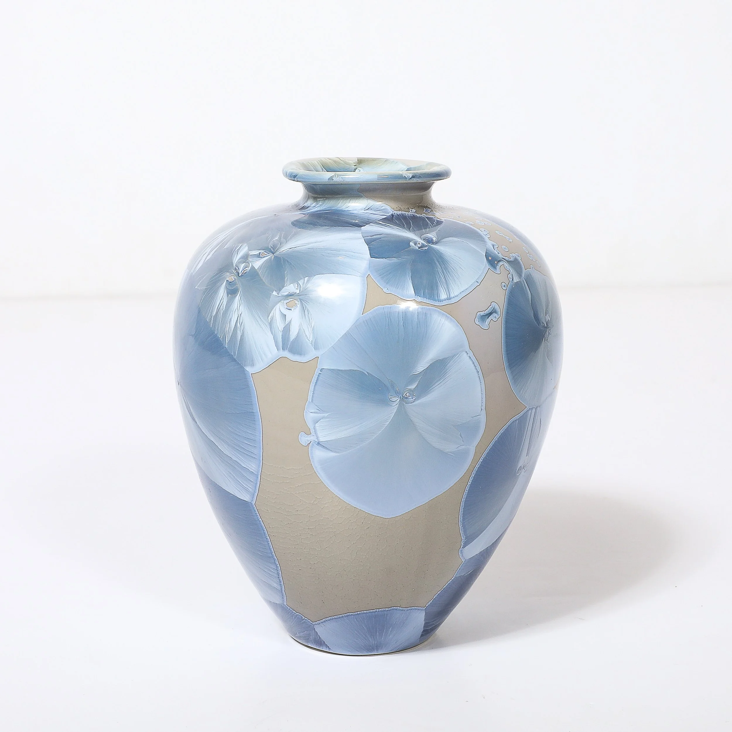 Mid-Century Hand-Thrown Porcelain Crystalline Glaze Ceramic Vase by Sid Oakley — image 15