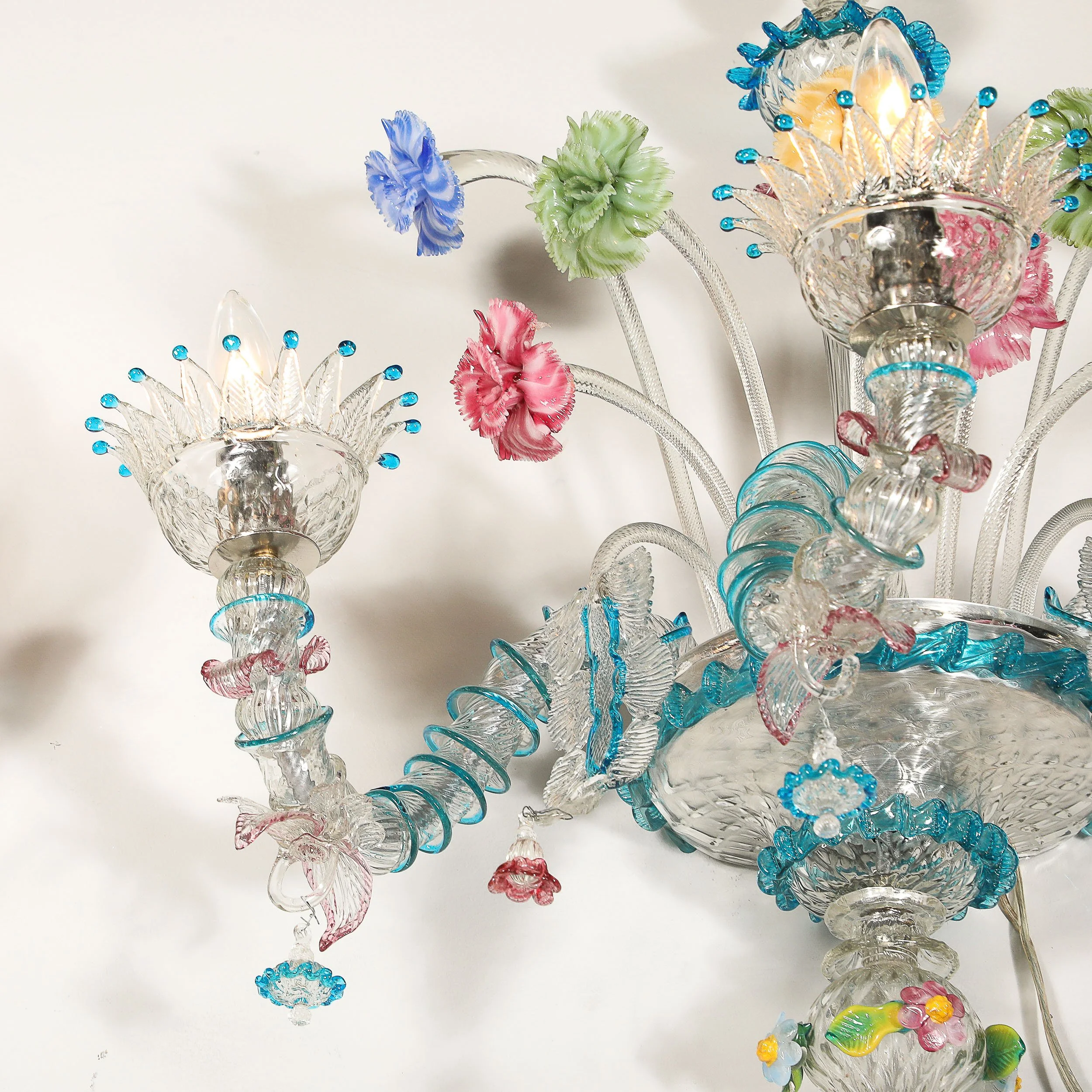 Pair of Mid-Century Hand-Blown Murano 3-Arm Classical Wall Sconces — image 9
