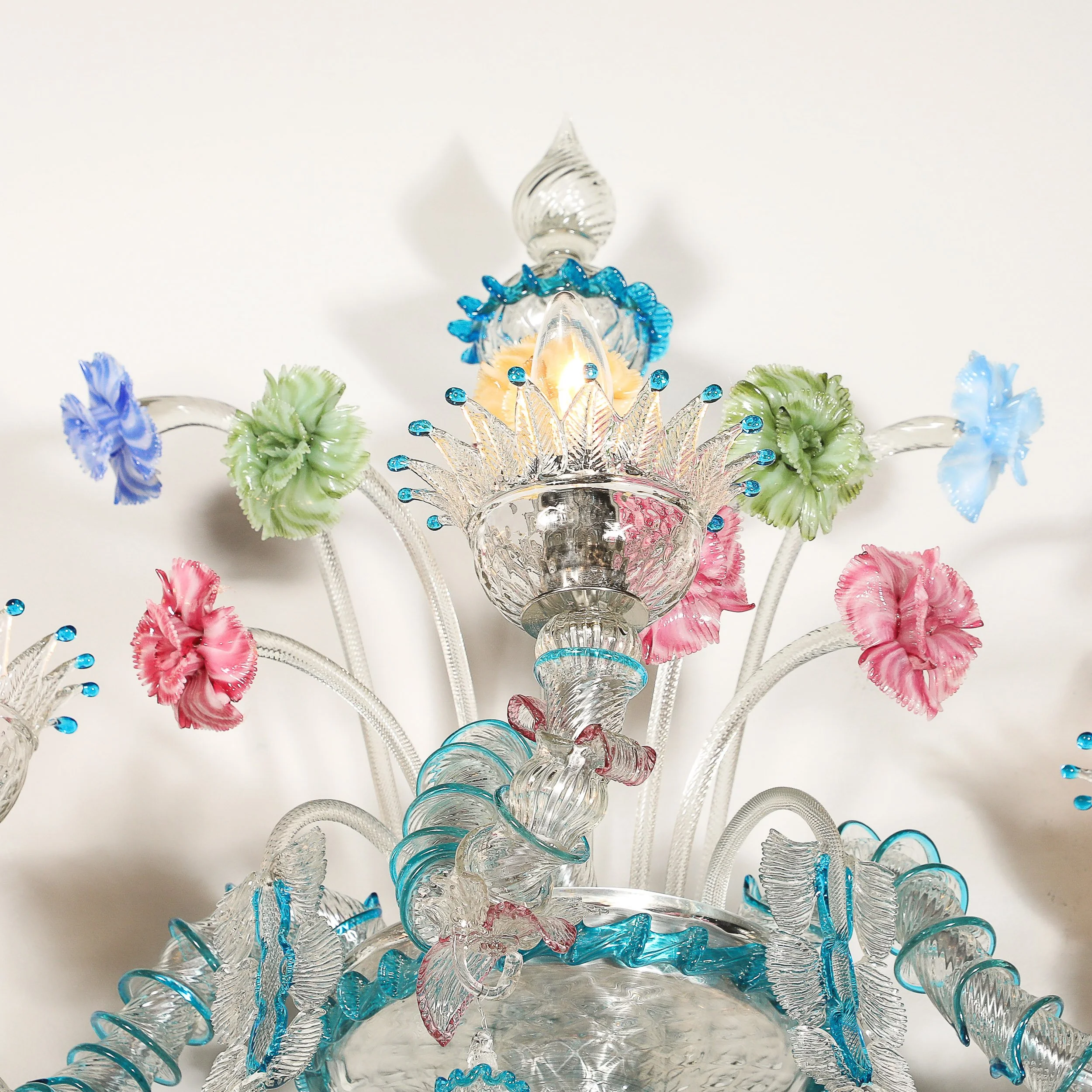 Pair of Mid-Century Hand-Blown Murano 3-Arm Classical Wall Sconces — image 11